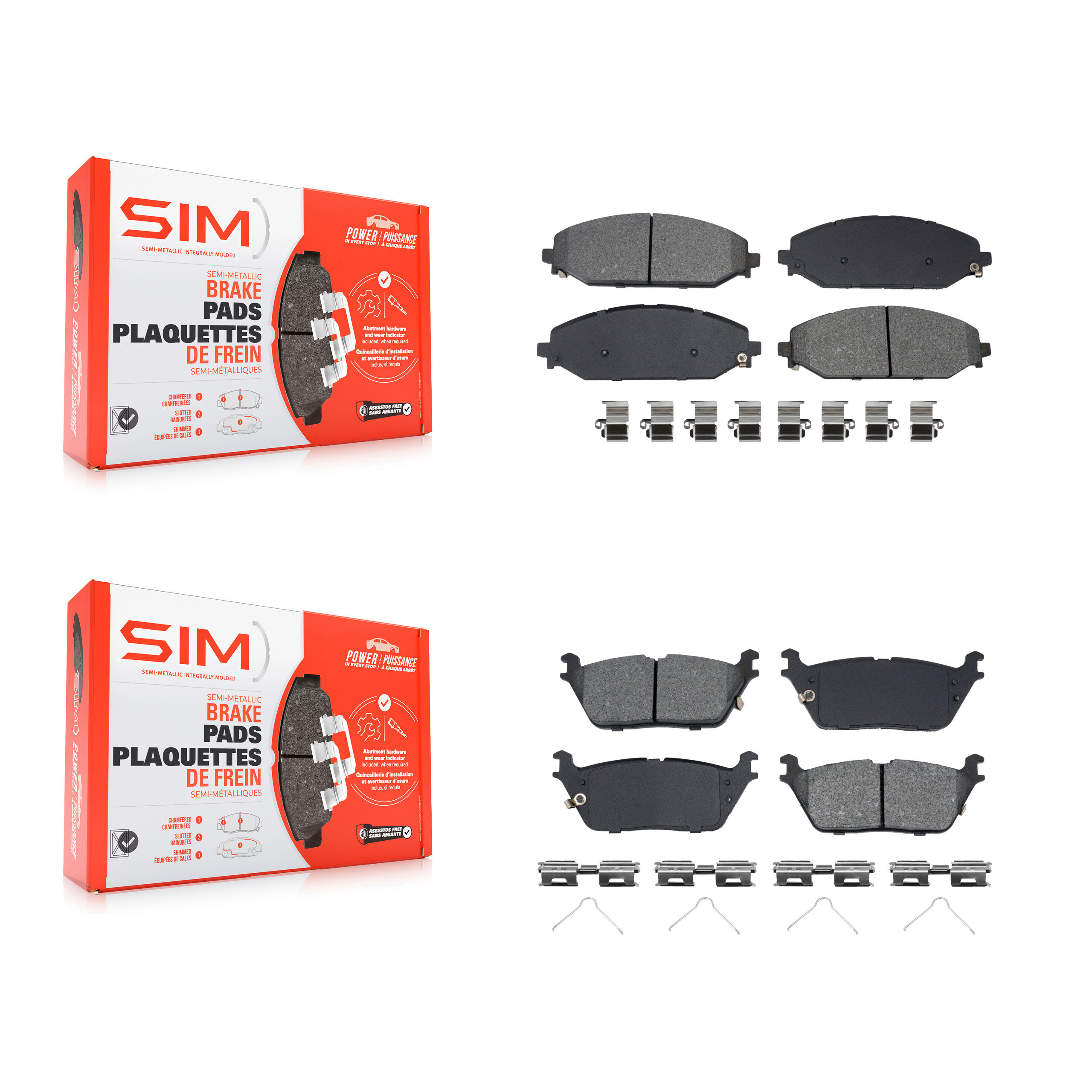 SIM - KSM-100568 - Front and Rear Disc Brake Pad Kits