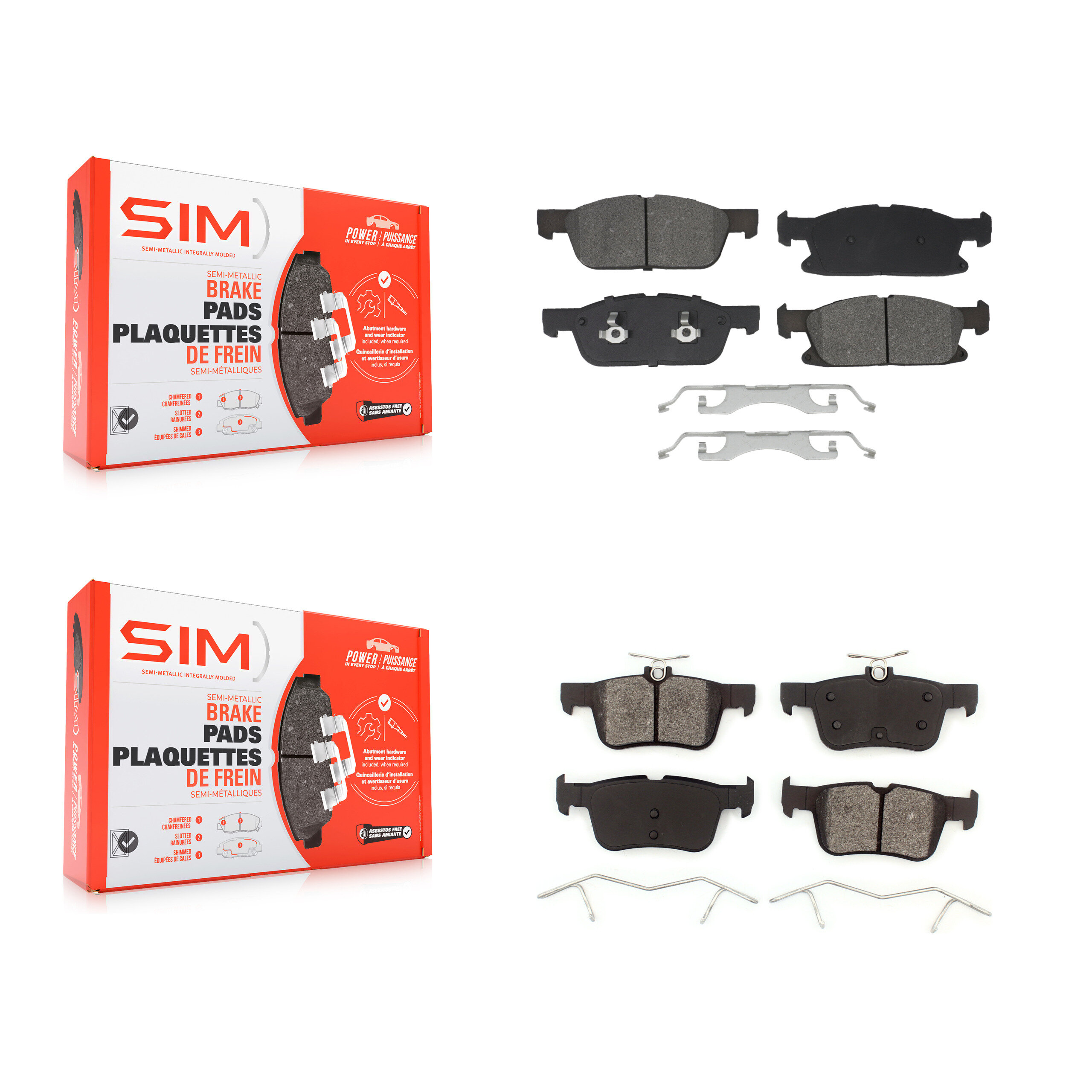 SIM - KSM-100595 - Front and Rear Disc Brake Pad Kits