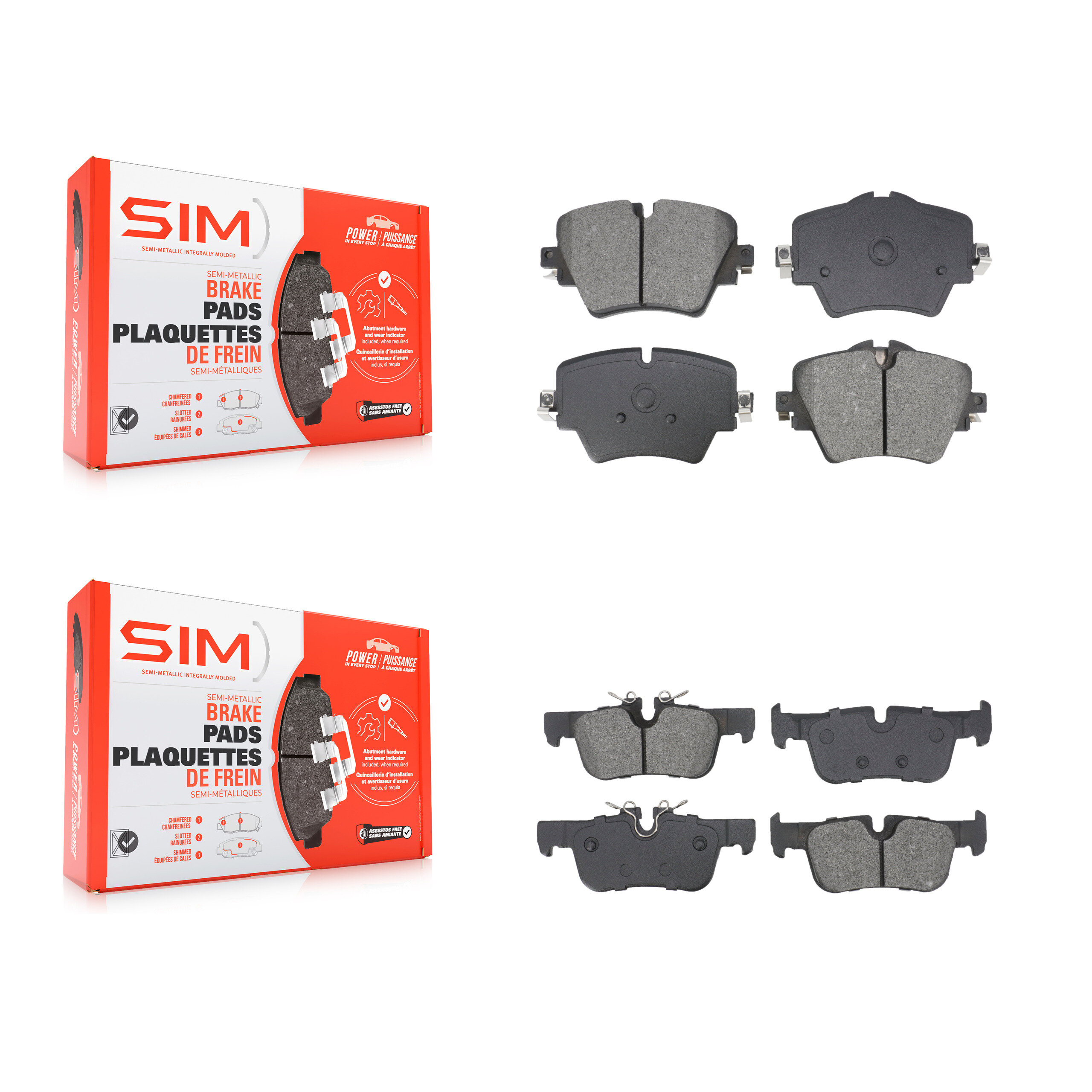 SIM - KSM-100598 - Front and Rear Disc Brake Pad Kits