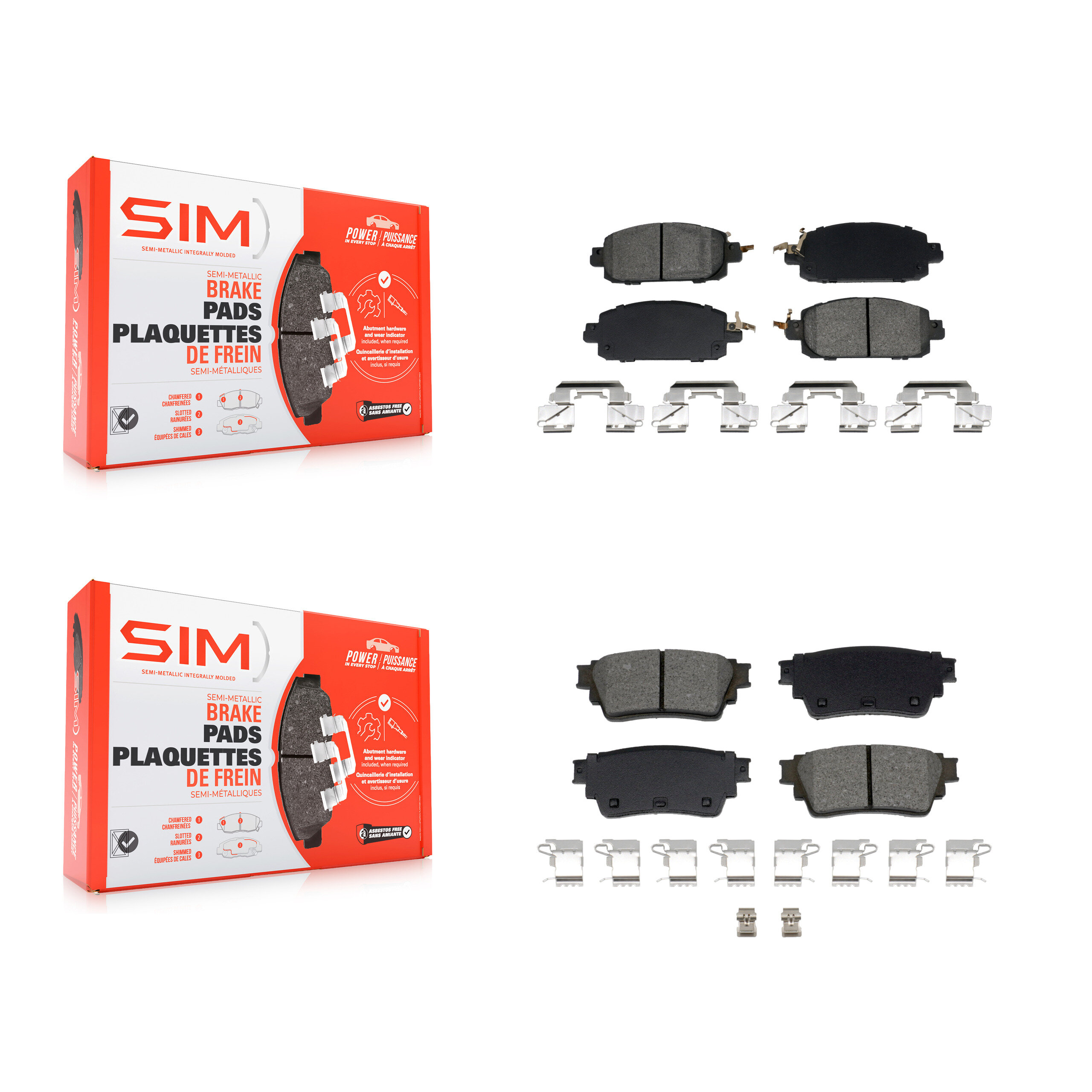 SIM - KSM-100602 - Front and Rear Disc Brake Pad Kits