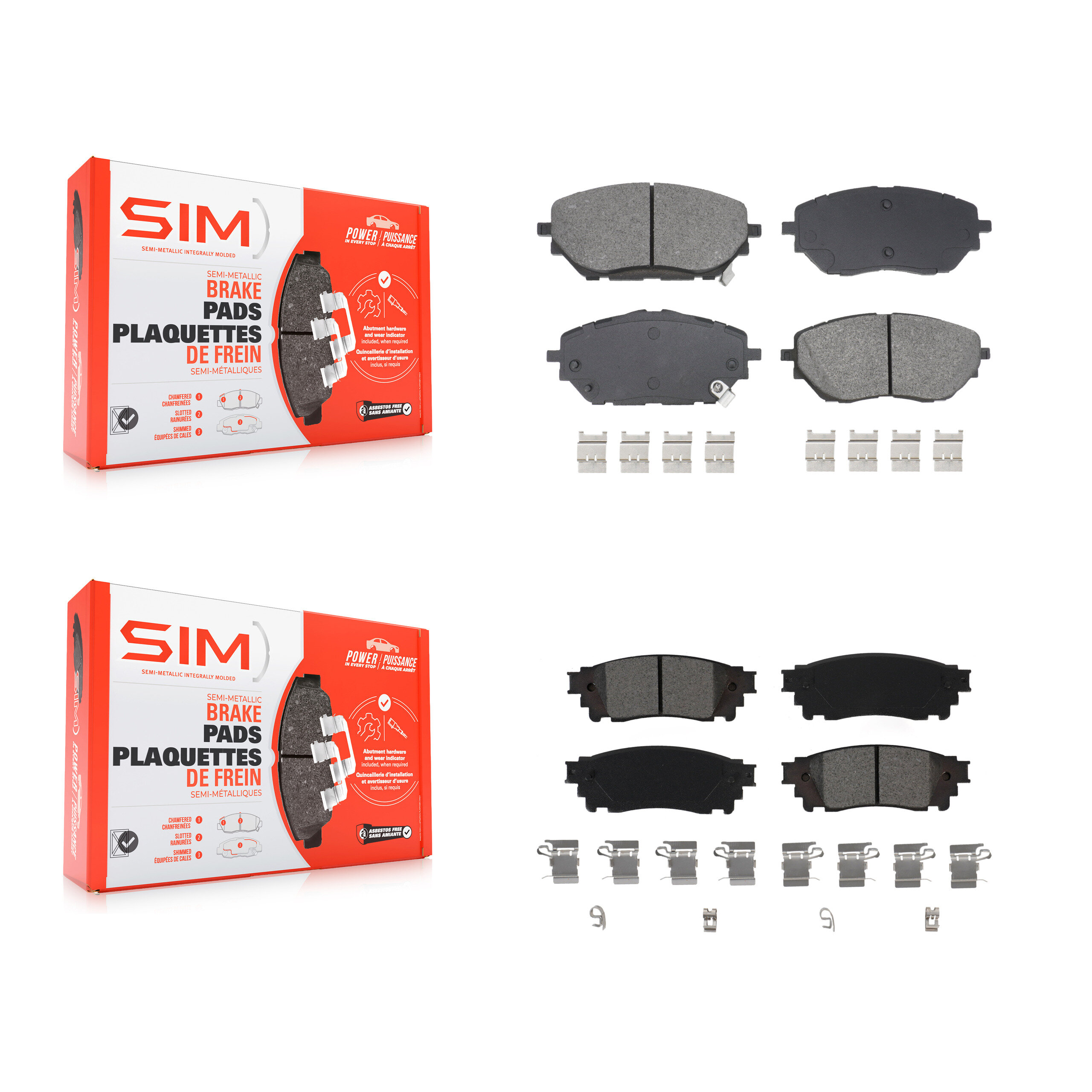 SIM - KSM-100605 - Front and Rear Disc Brake Pad Kits