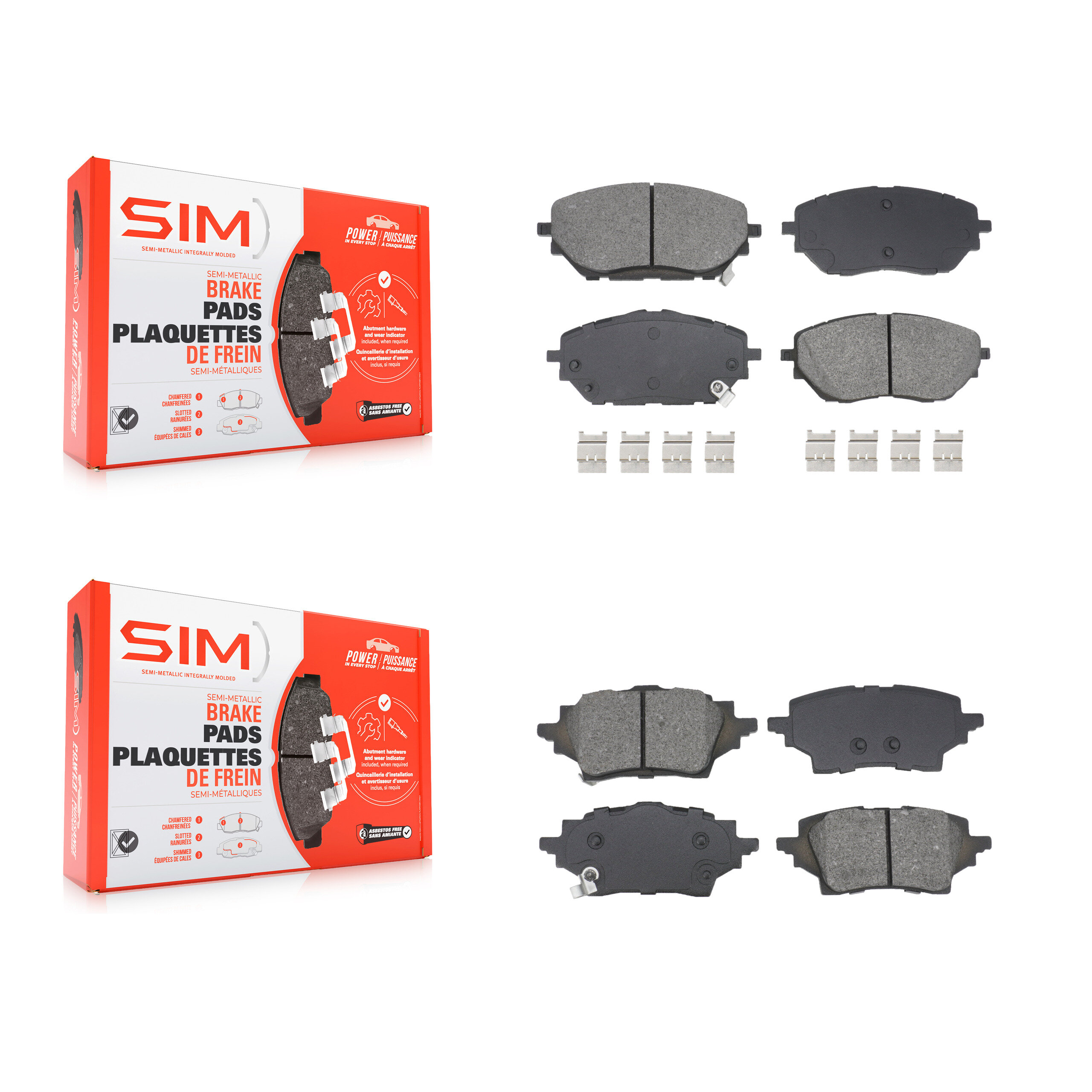 SIM - KSM-100606 - Front and Rear Disc Brake Pad Kits