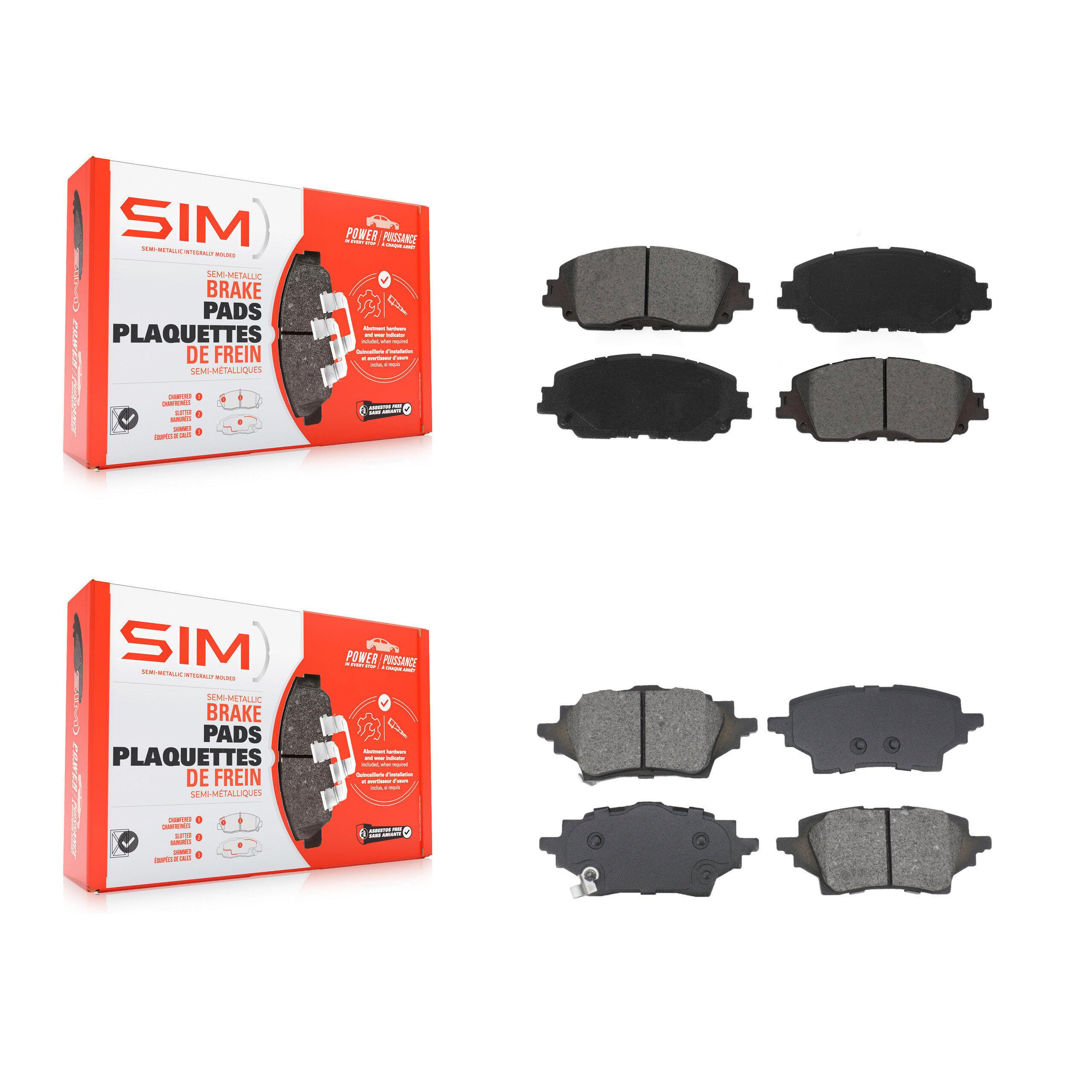SIM - KSM-100607 - Front and Rear Disc Brake Pad Kits