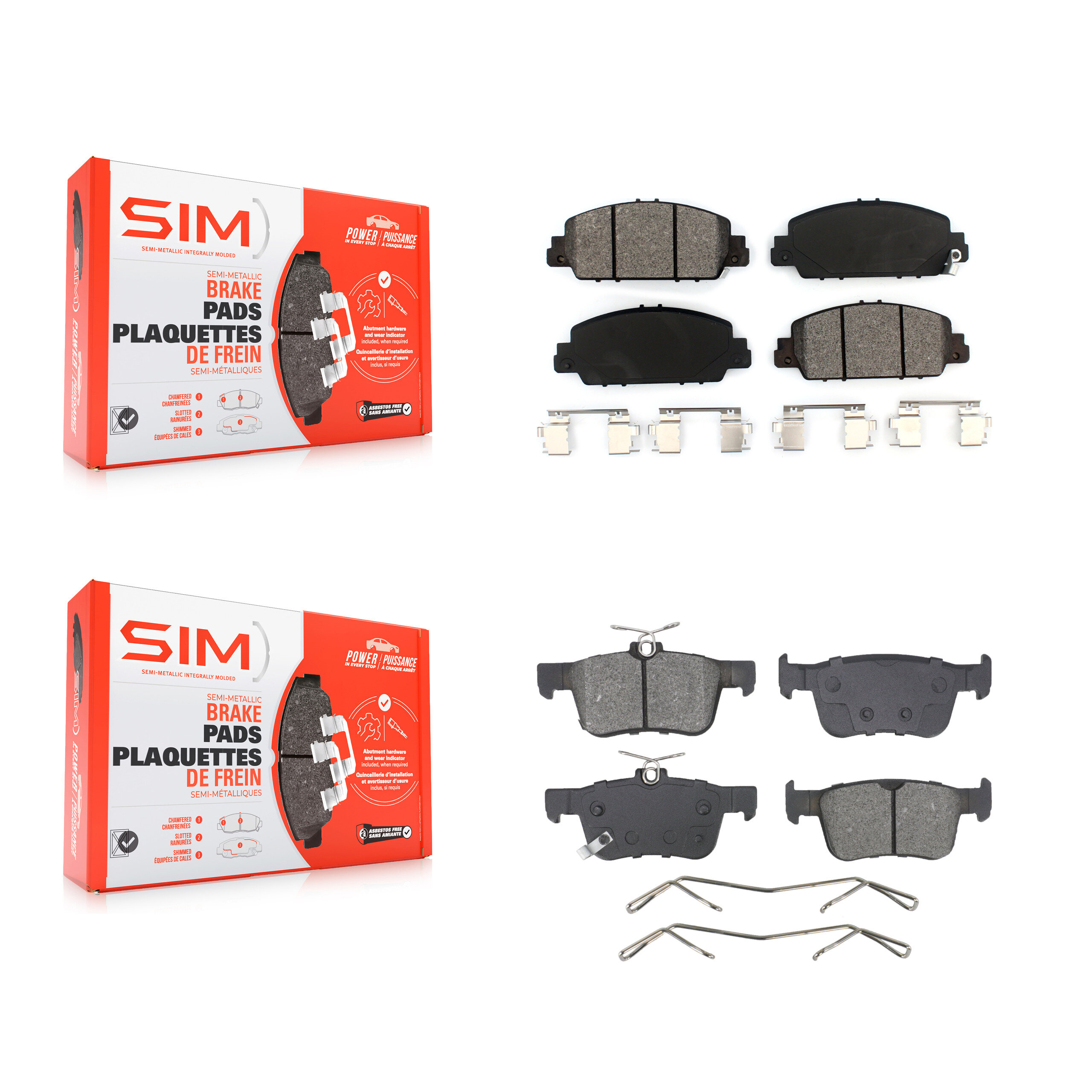 SIM KSM-100610 Disc Brake Pad for 2018-2025 Honda Accord - Front and Rear