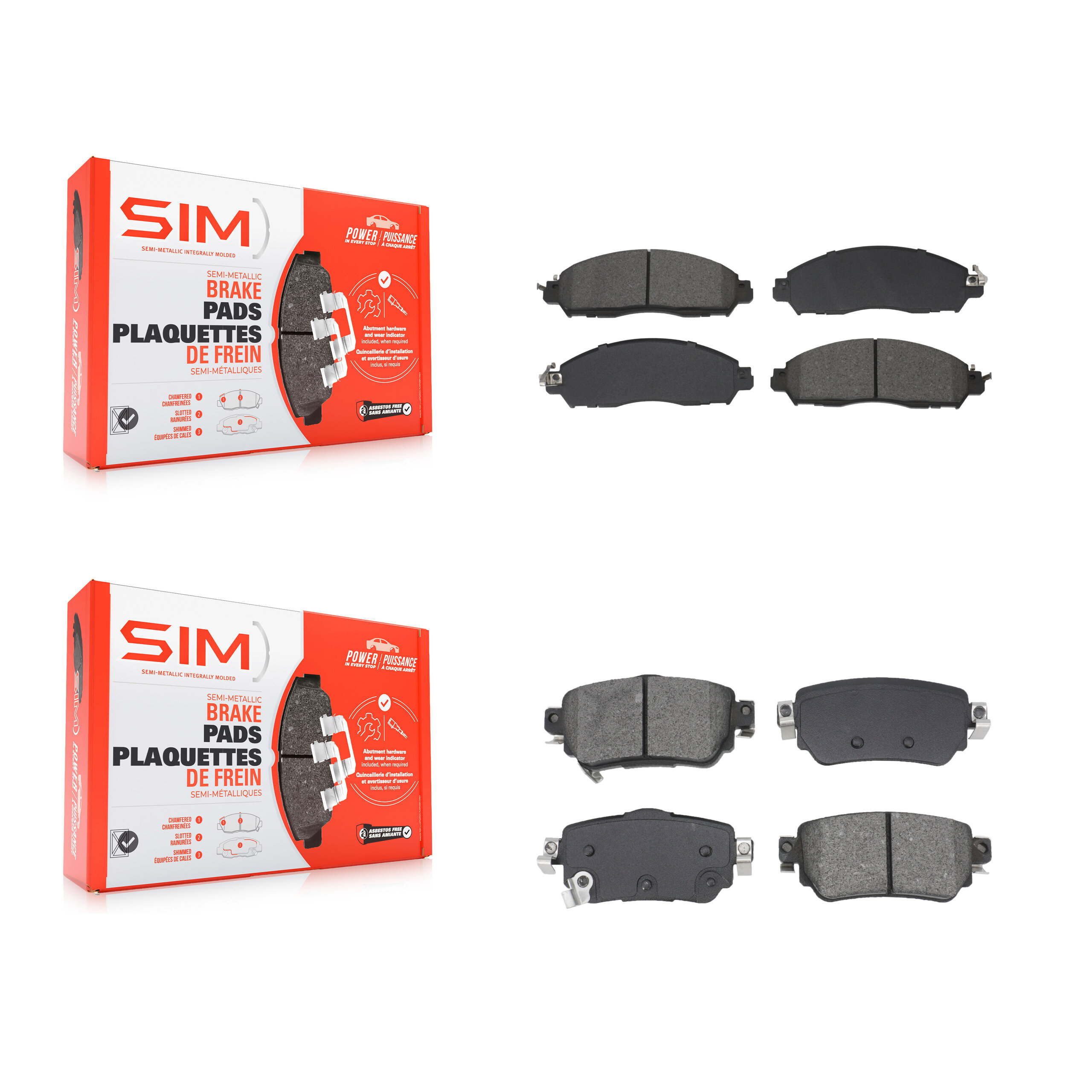 SIM - KSM-100612 - Front and Rear Disc Brake Pad Kits