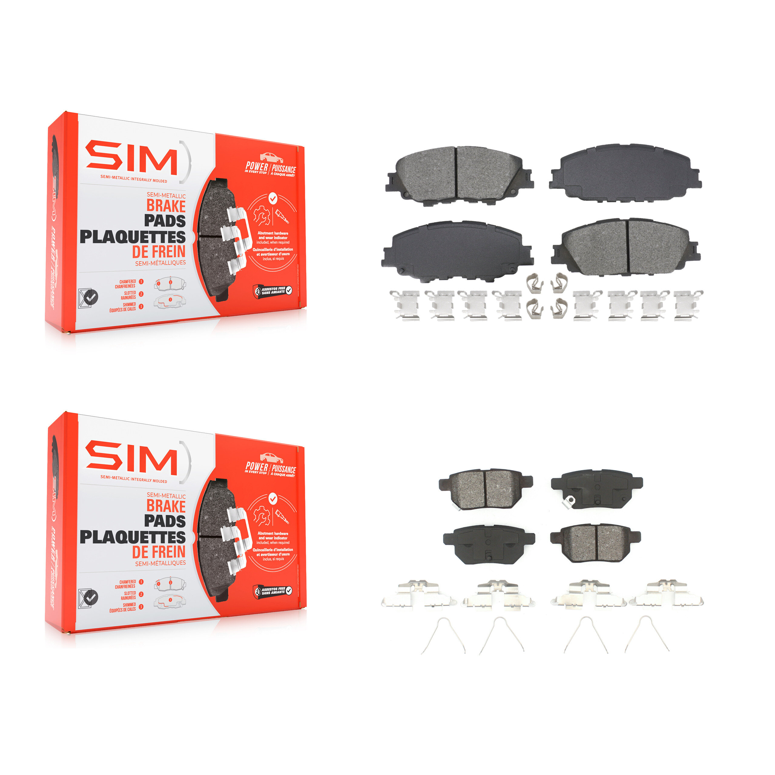 SIM - KSM-100616 - Front and Rear Disc Brake Pad Kits