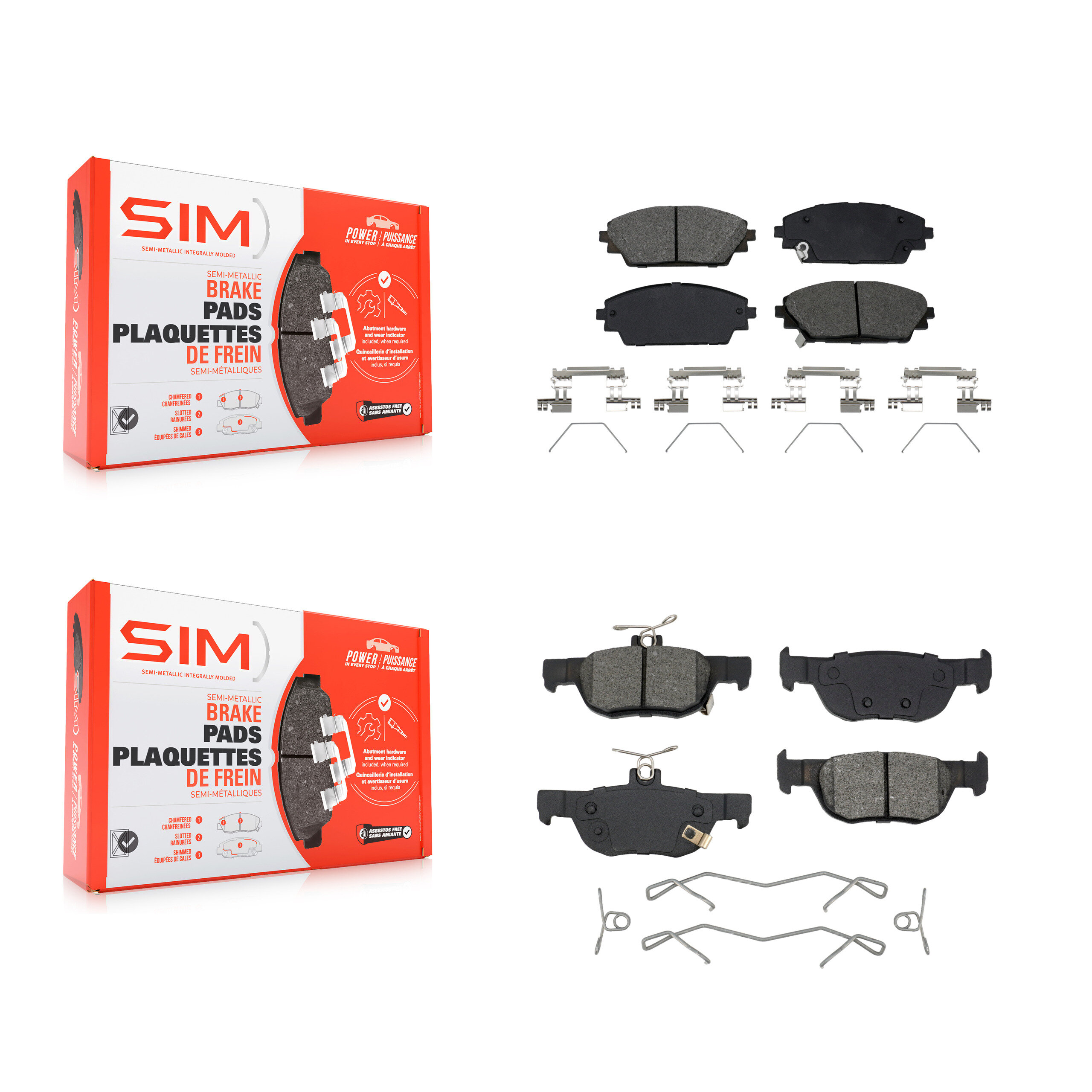 SIM - KSM-100622 - Front and Rear Disc Brake Pad Kits