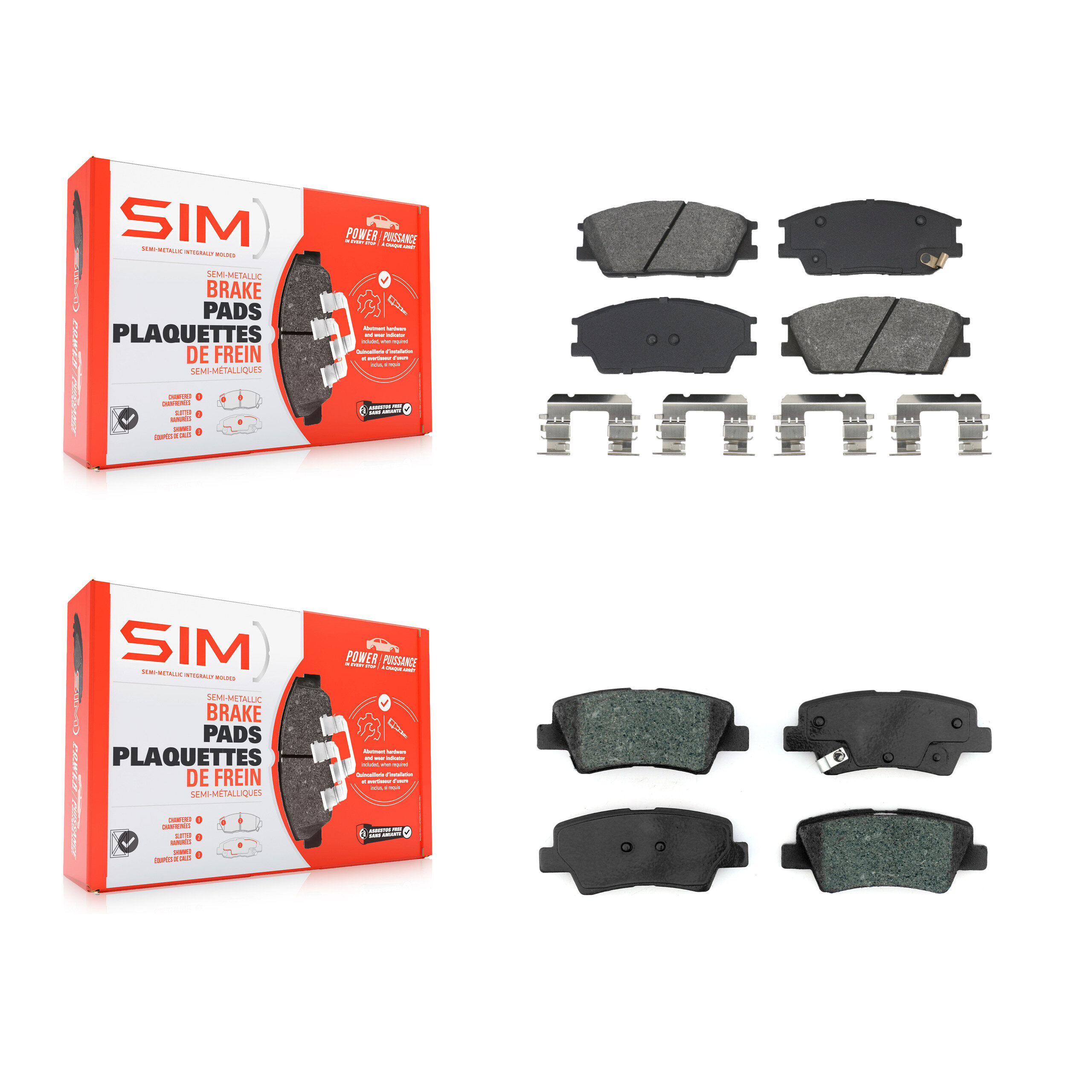 SIM - KSM-100623 - Front and Rear Disc Brake Pad Kits