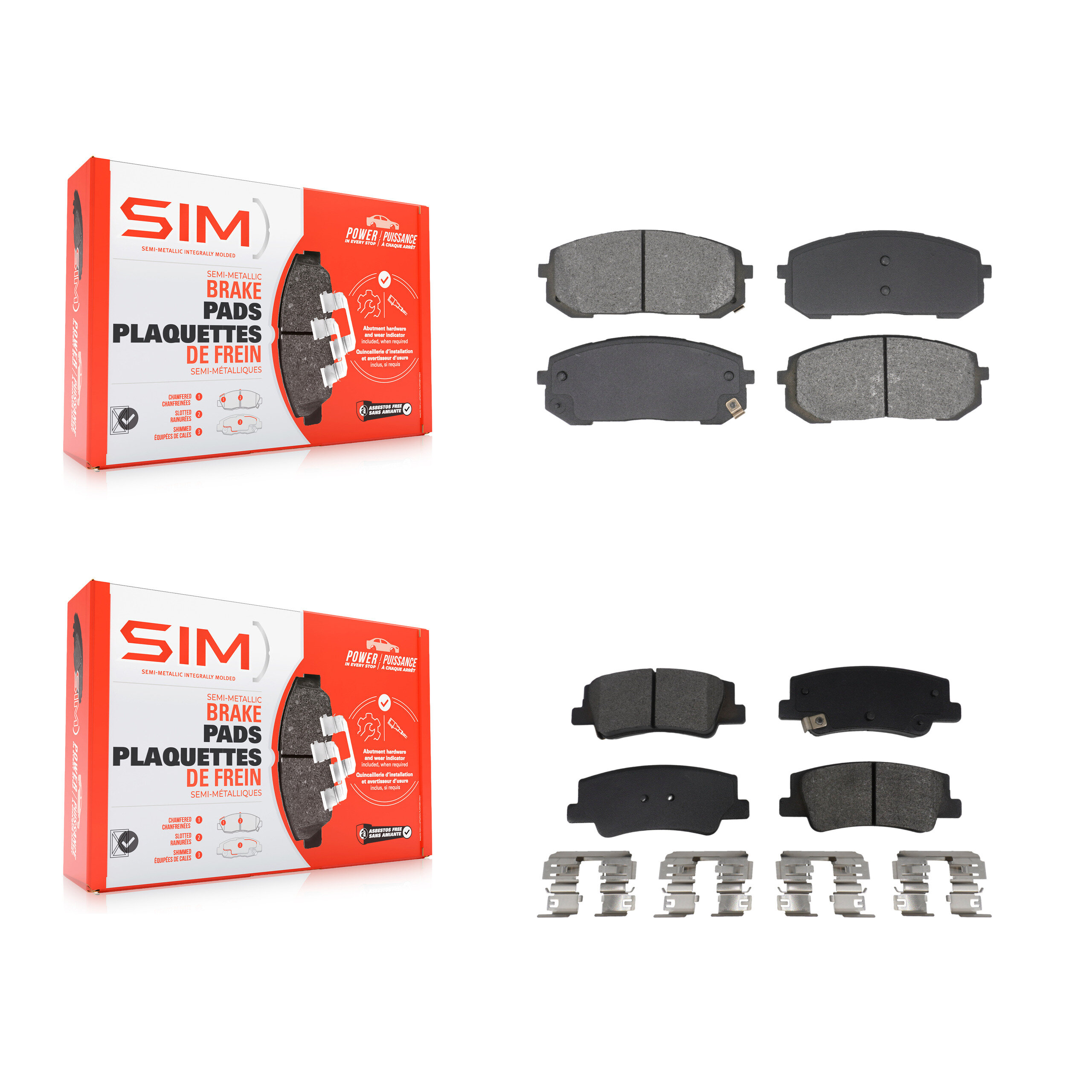 SIM - KSM-100625 - Front and Rear Disc Brake Pad Kits