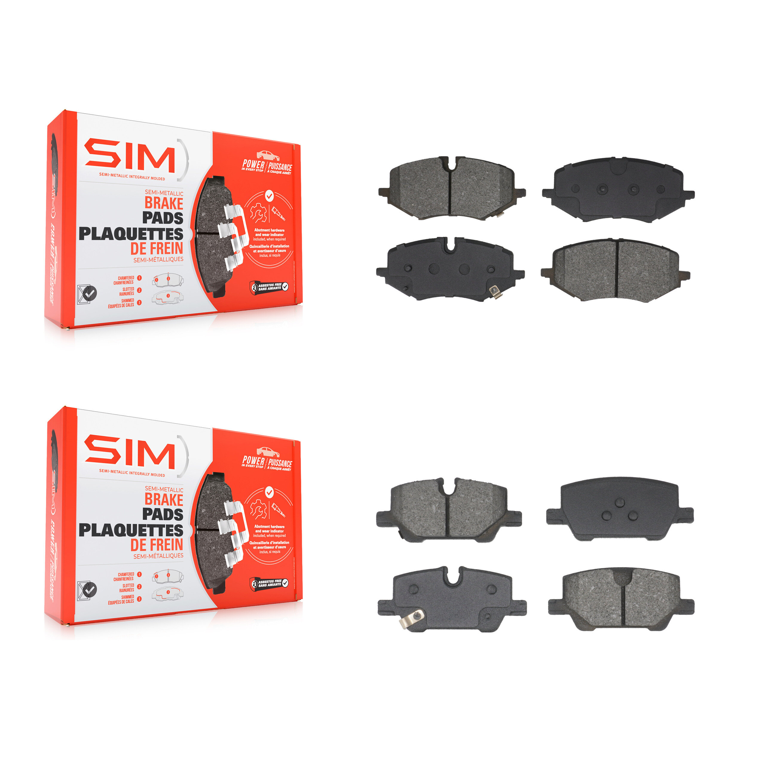 SIM - KSM-100628 - Front and Rear Disc Brake Pad Kits