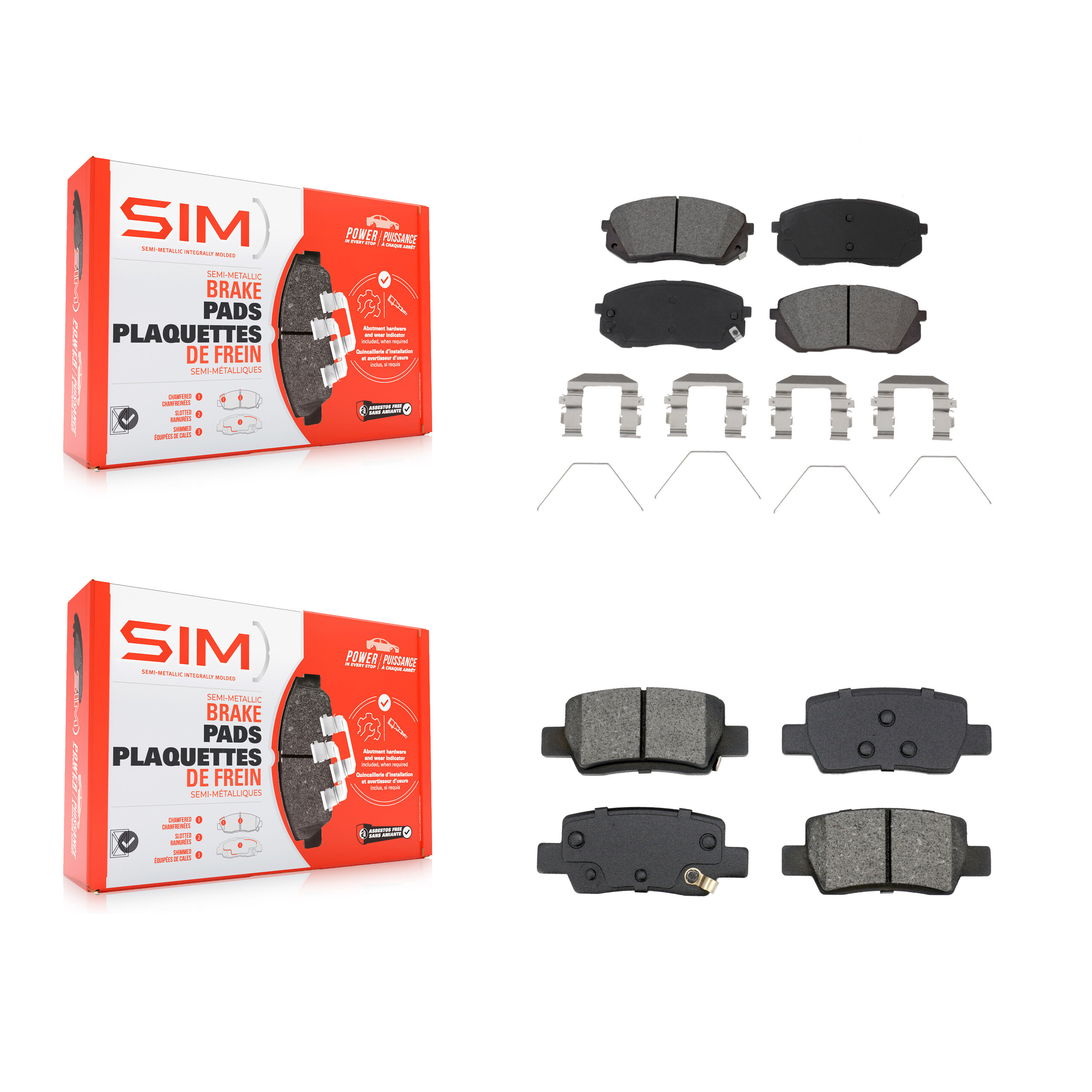 SIM - KSM-100637 - Front and Rear Disc Brake Pad Kits