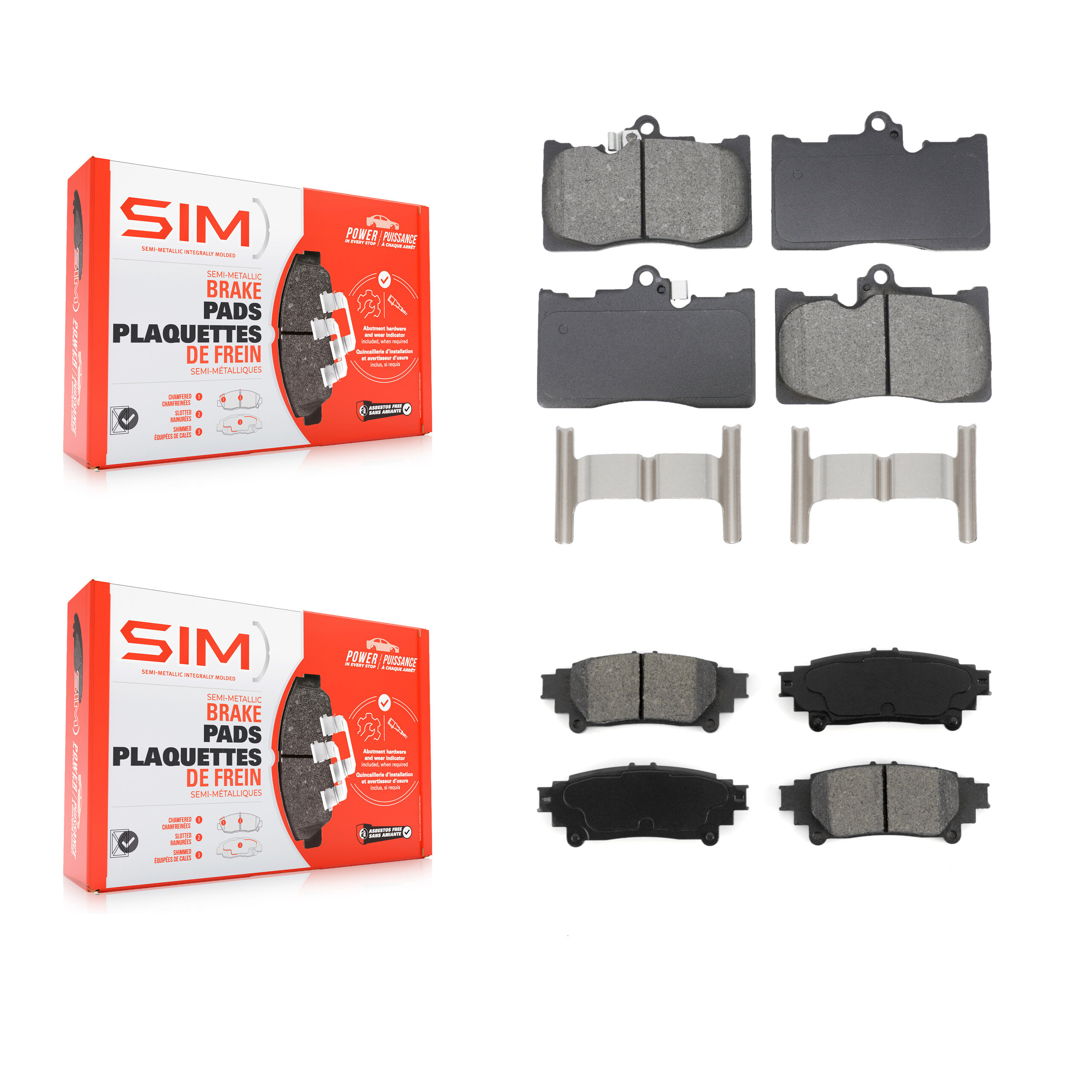SIM - KSM-100650 - Front and Rear Disc Brake Pad Kits