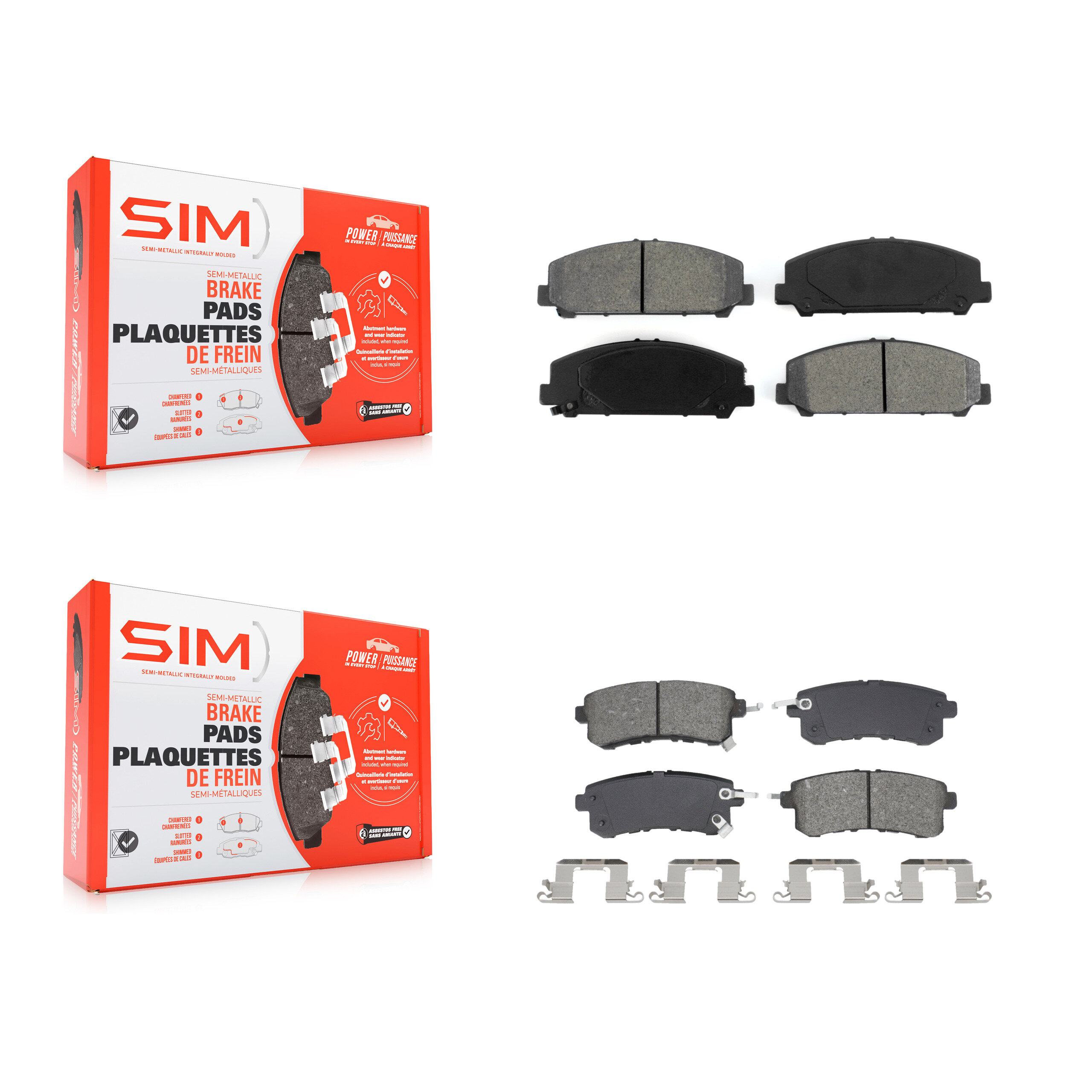 SIM - KSM-100655 - Front and Rear Disc Brake Pad Kits