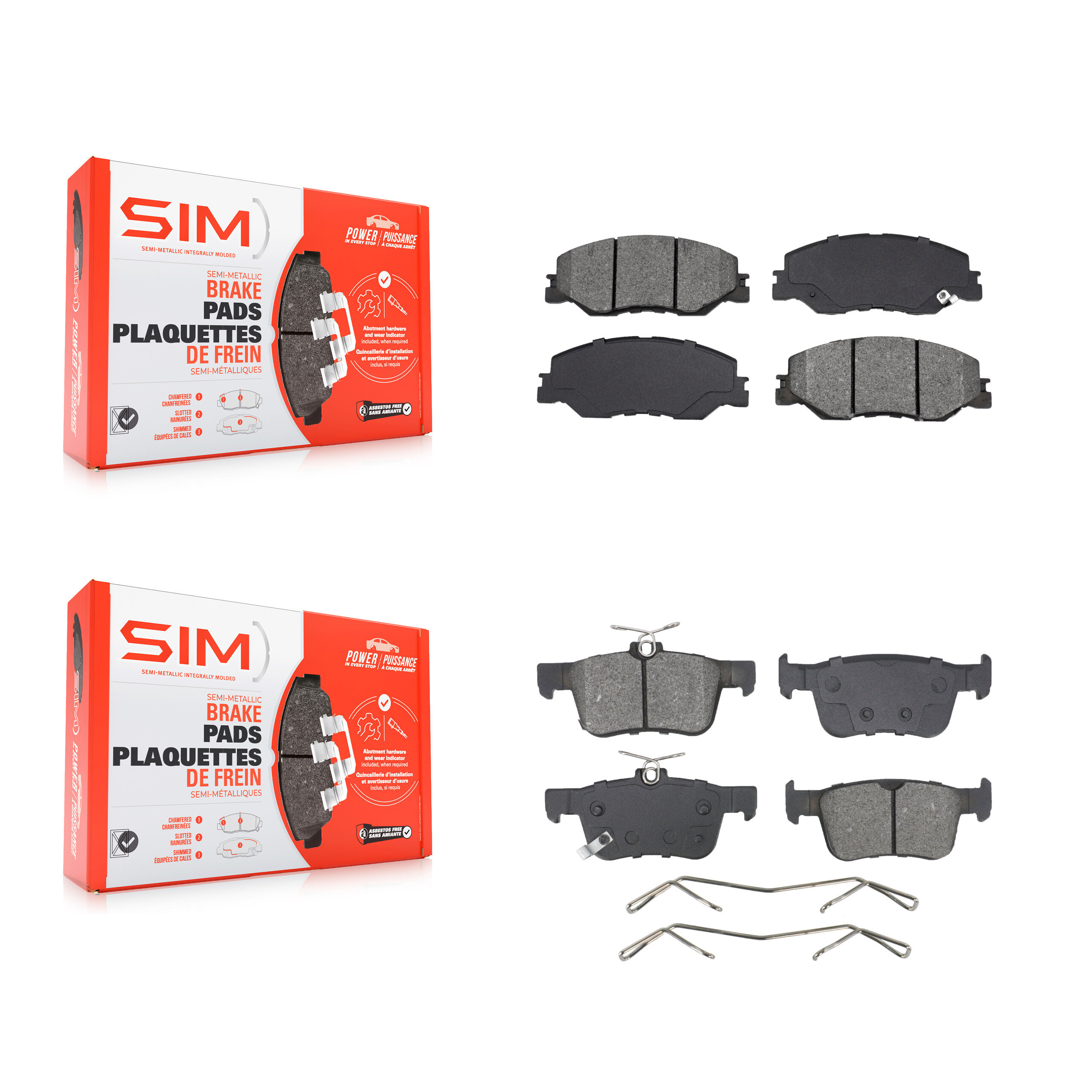 SIM - KSM-100680 - Front and Rear Disc Brake Pad Kits