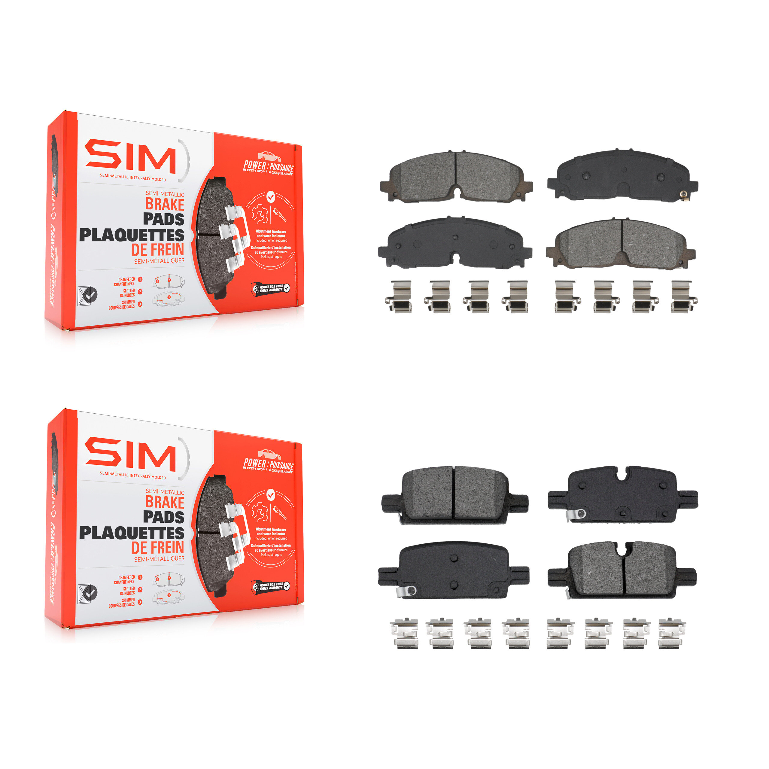 SIM - KSM-100696 - Front and Rear Disc Brake Pad Kits