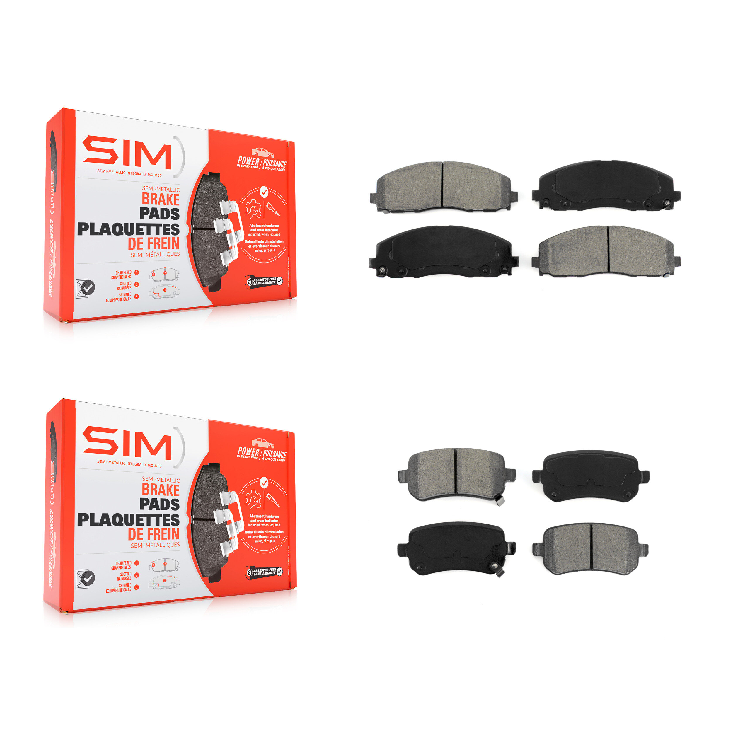 SIM - KSM-100702 - Front and Rear Disc Brake Pad Kits