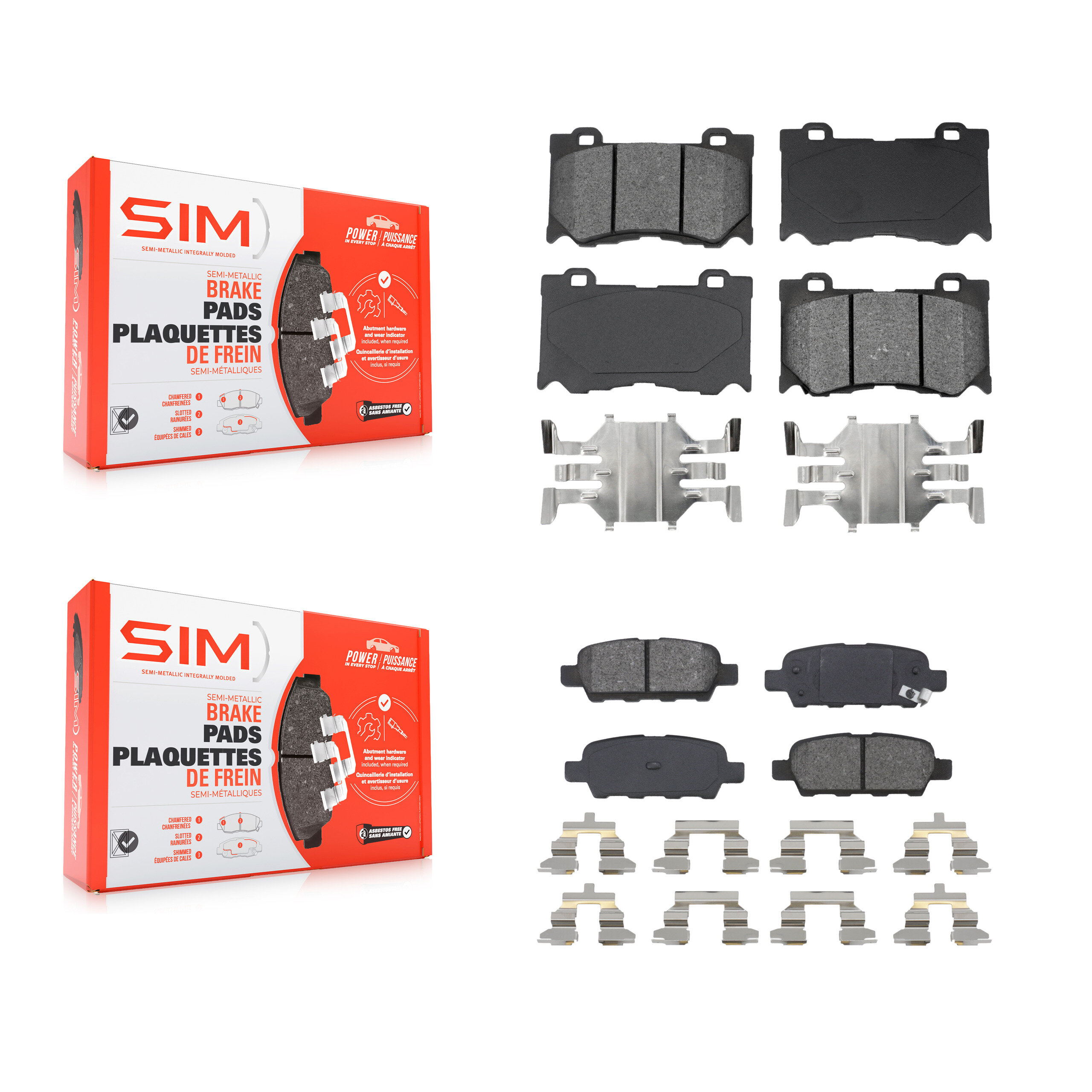 SIM - KSM-100705 - Front and Rear Disc Brake Pad Kits