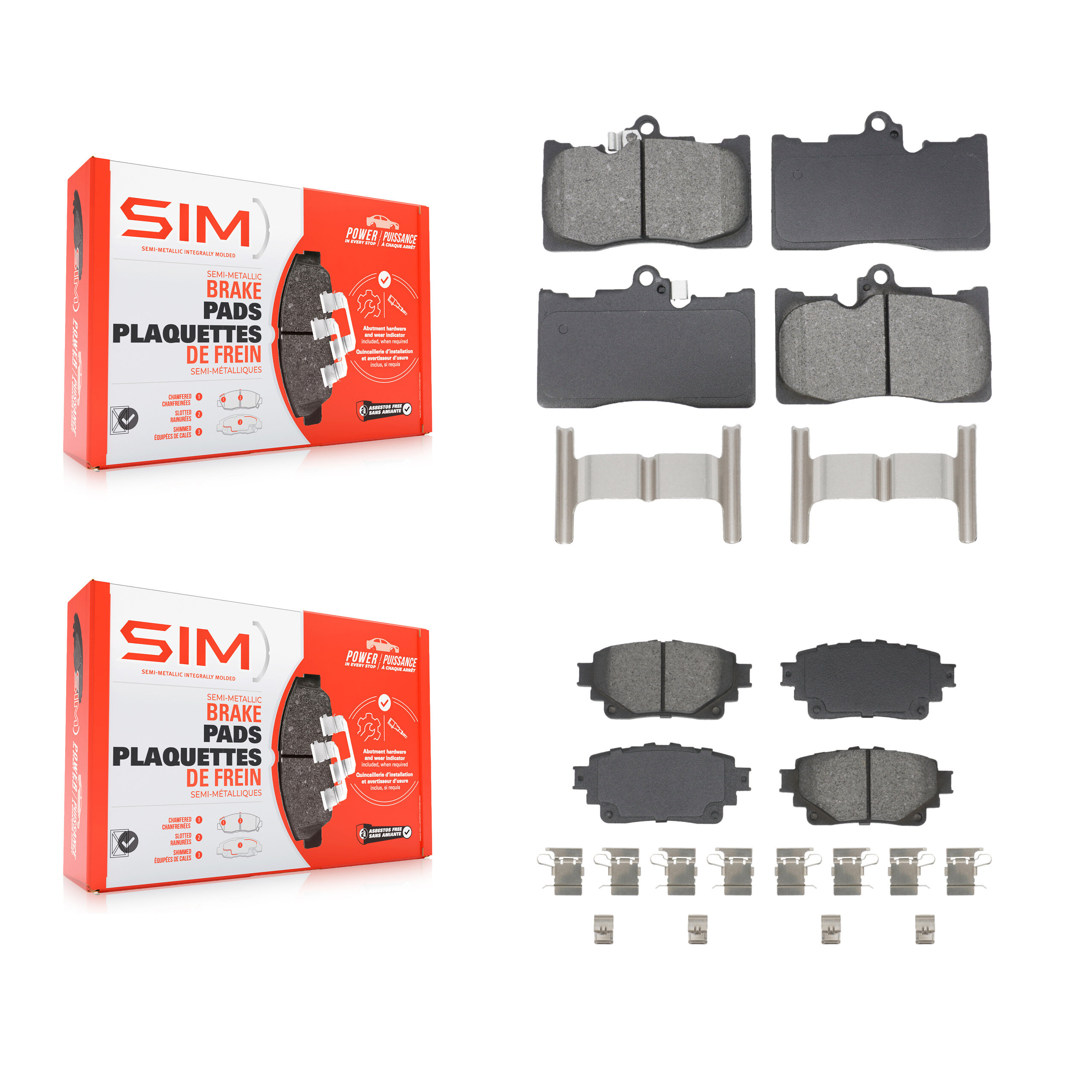 SIM - KSM-100706 - Front and Rear Disc Brake Pad Kits