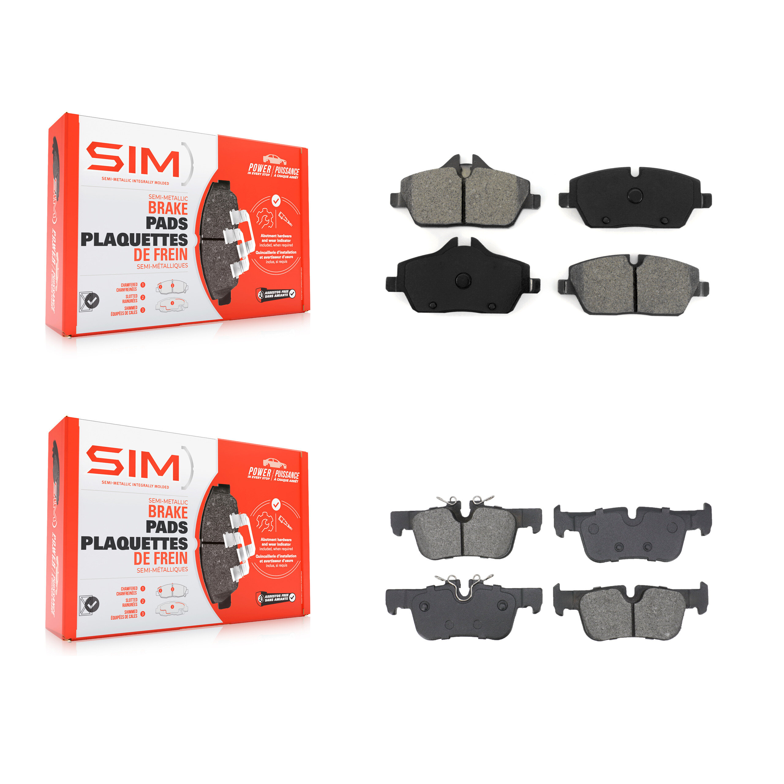 SIM - KSM-100709 - Front and Rear Disc Brake Pad Kits