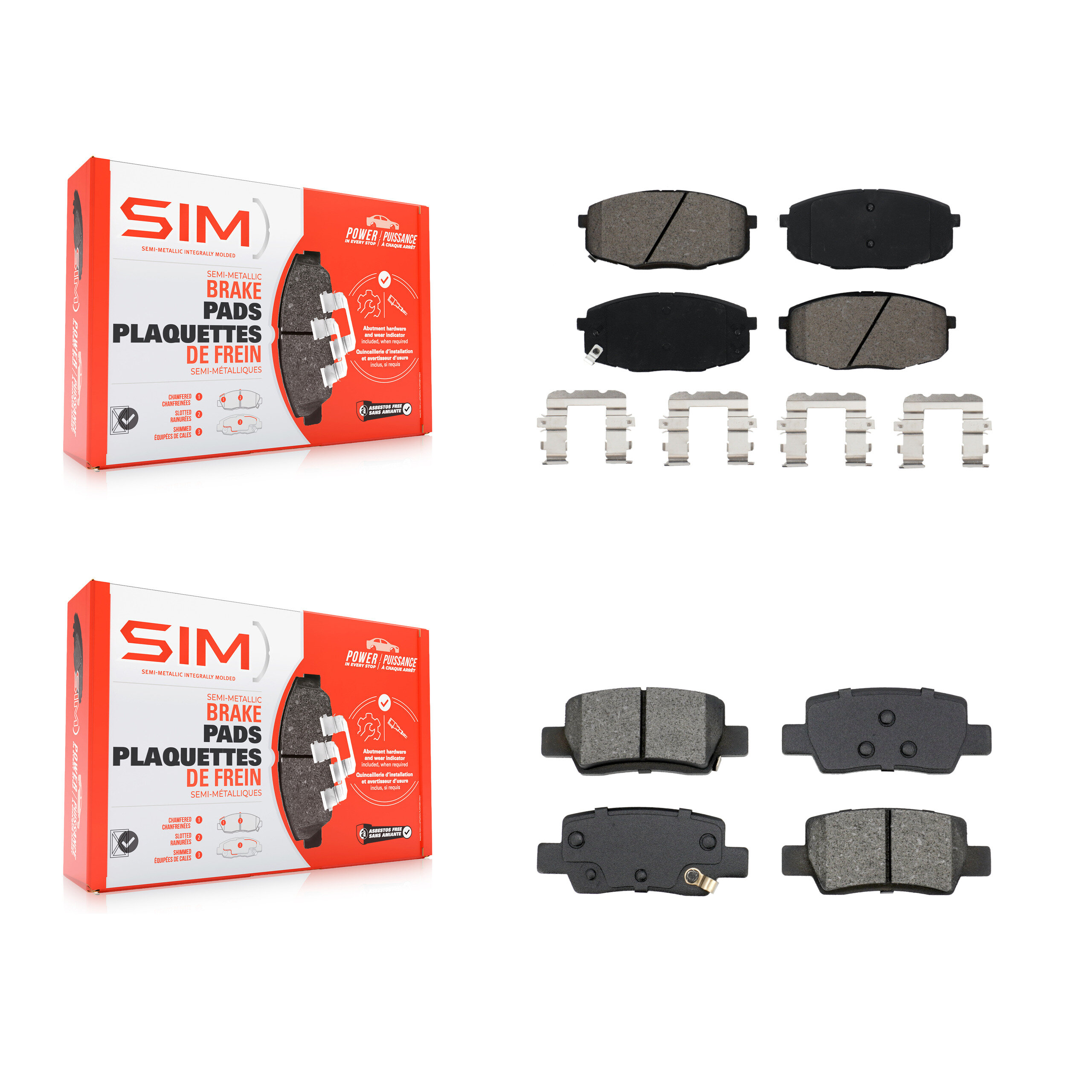 SIM - KSM-100710 - Front and Rear Disc Brake Pad Kits