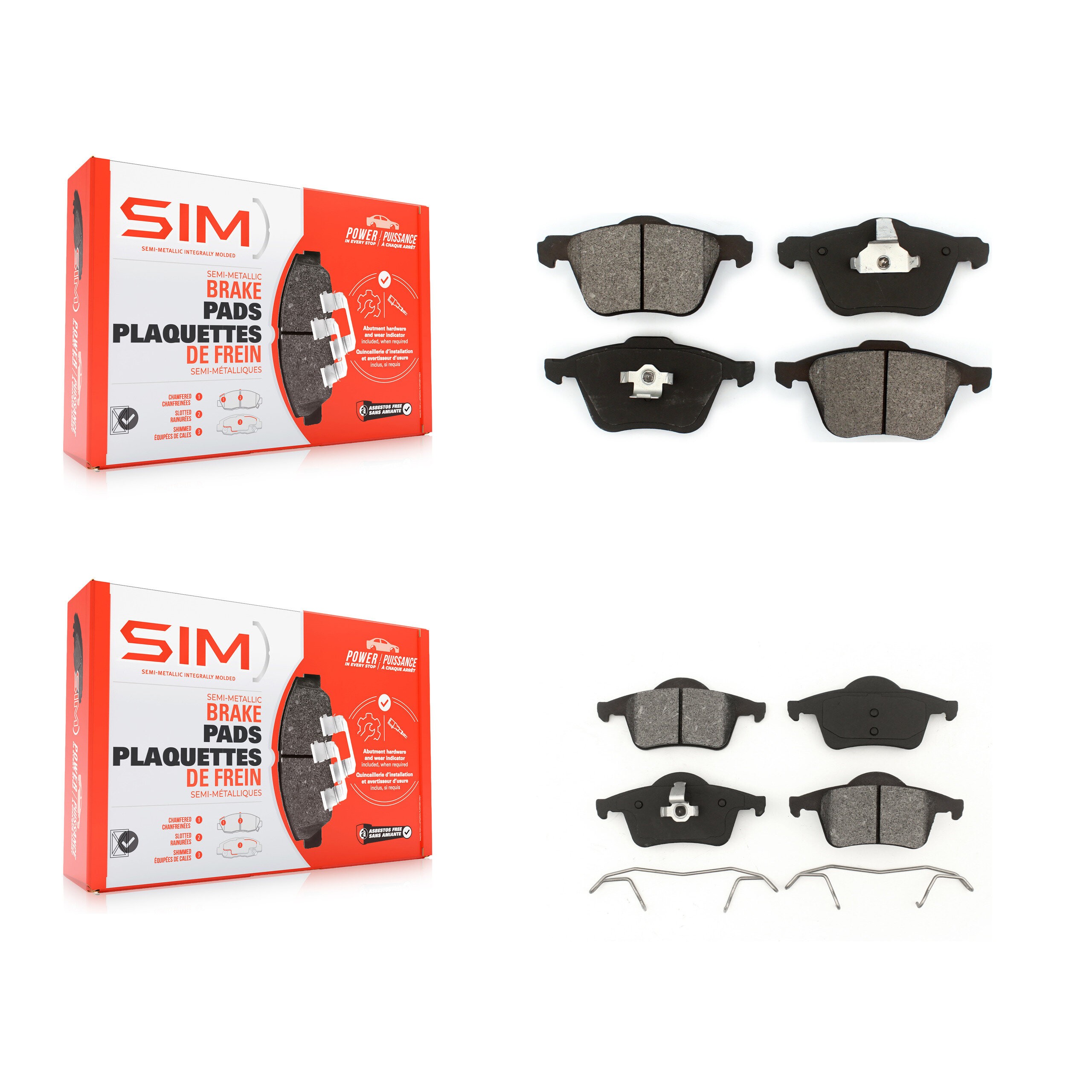 SIM - KSM-100712 - Front and Rear Disc Brake Pad Kits