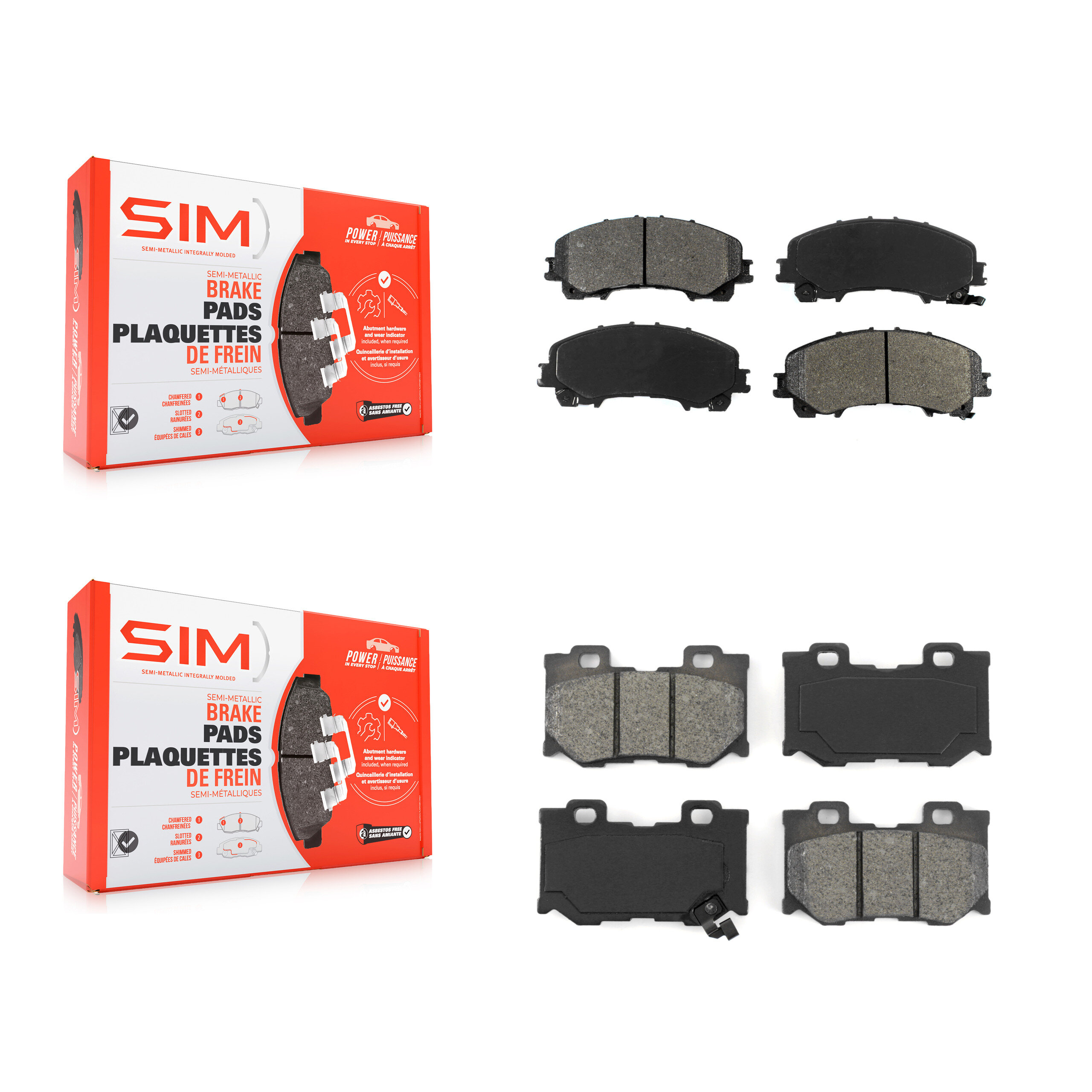 SIM - KSM-100714 - Front and Rear Disc Brake Pad Kits