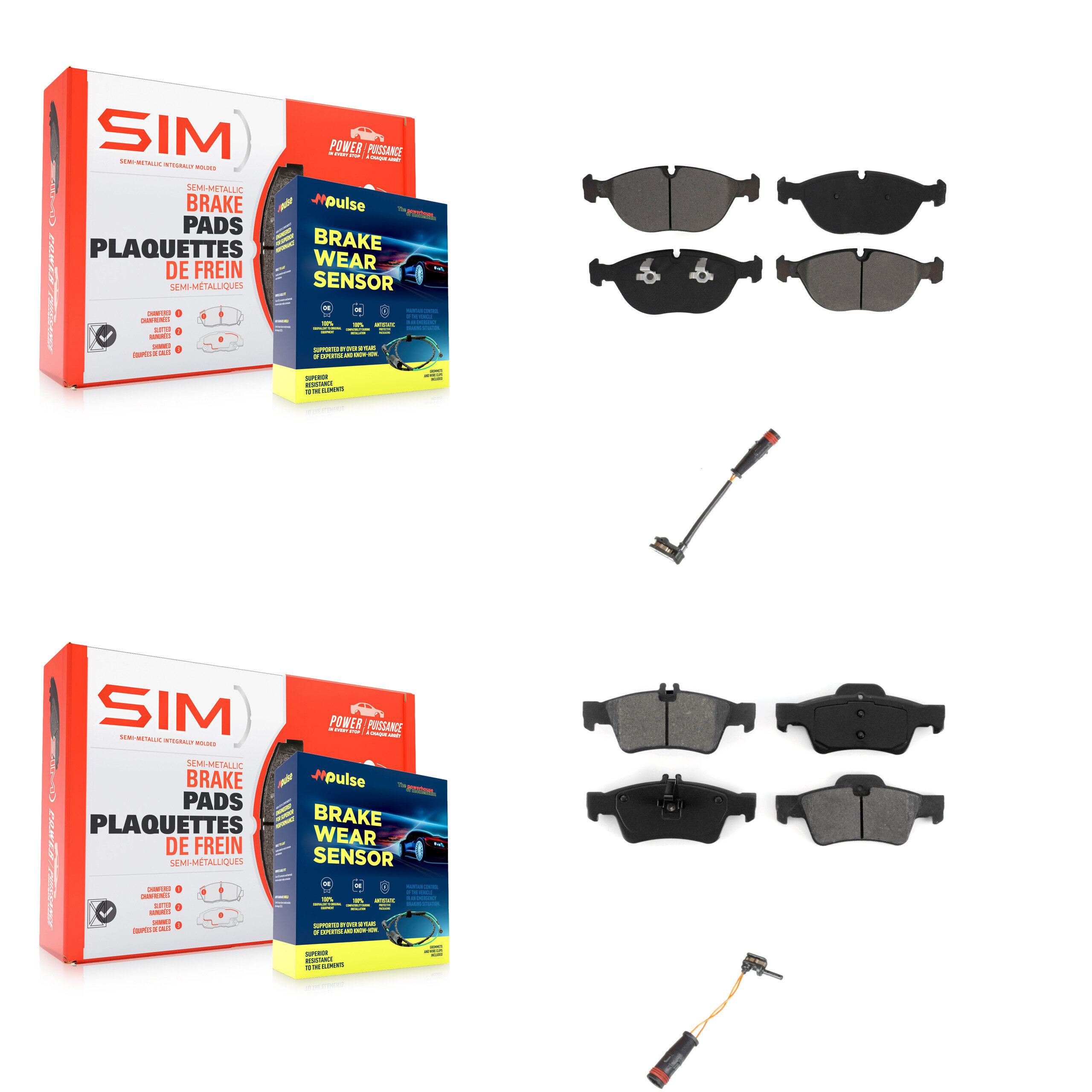 SIM - KSW-100013 - Front and Rear Disc Brake Pad Kits