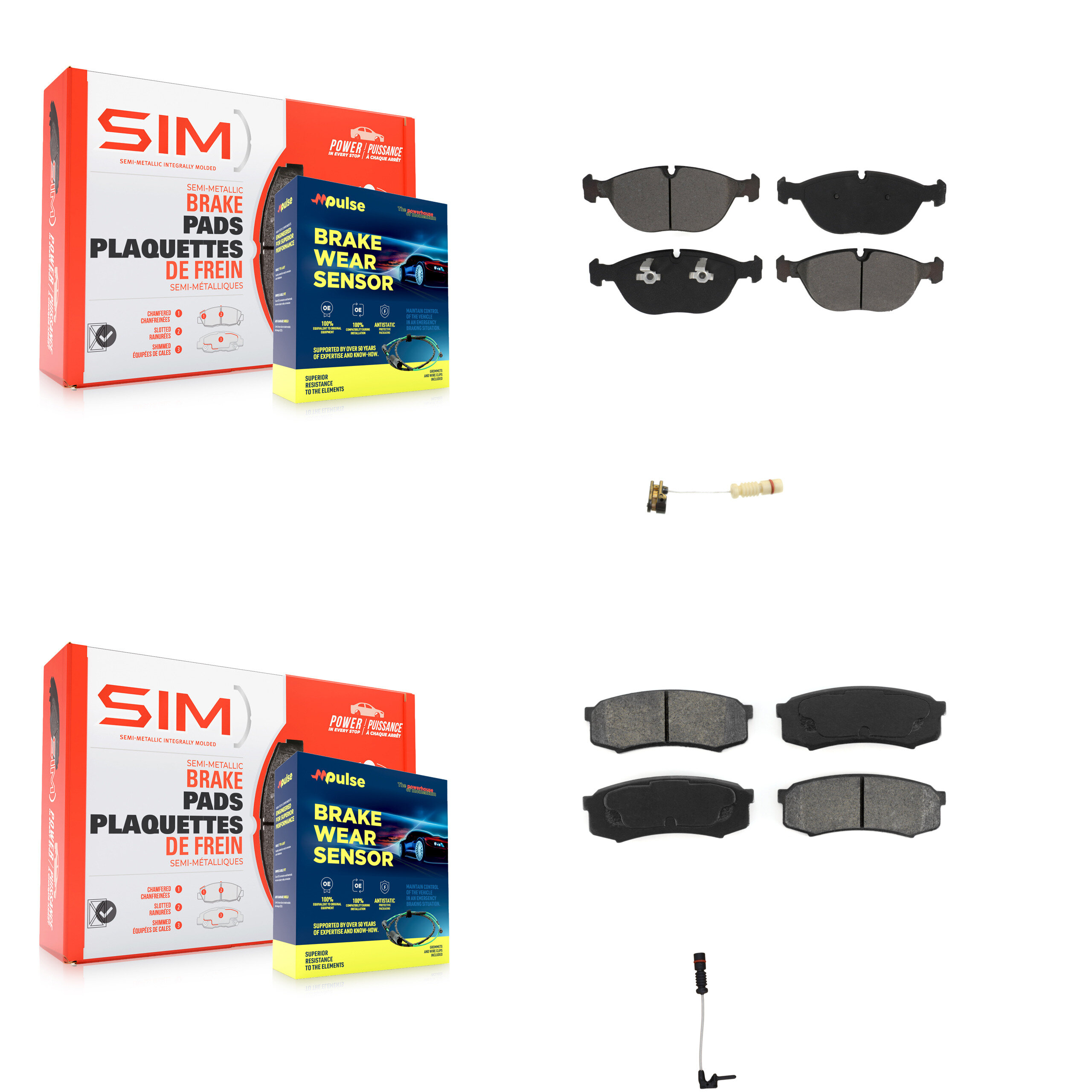 SIM - KSW-100019 - Front and Rear Disc Brake Pad Kits