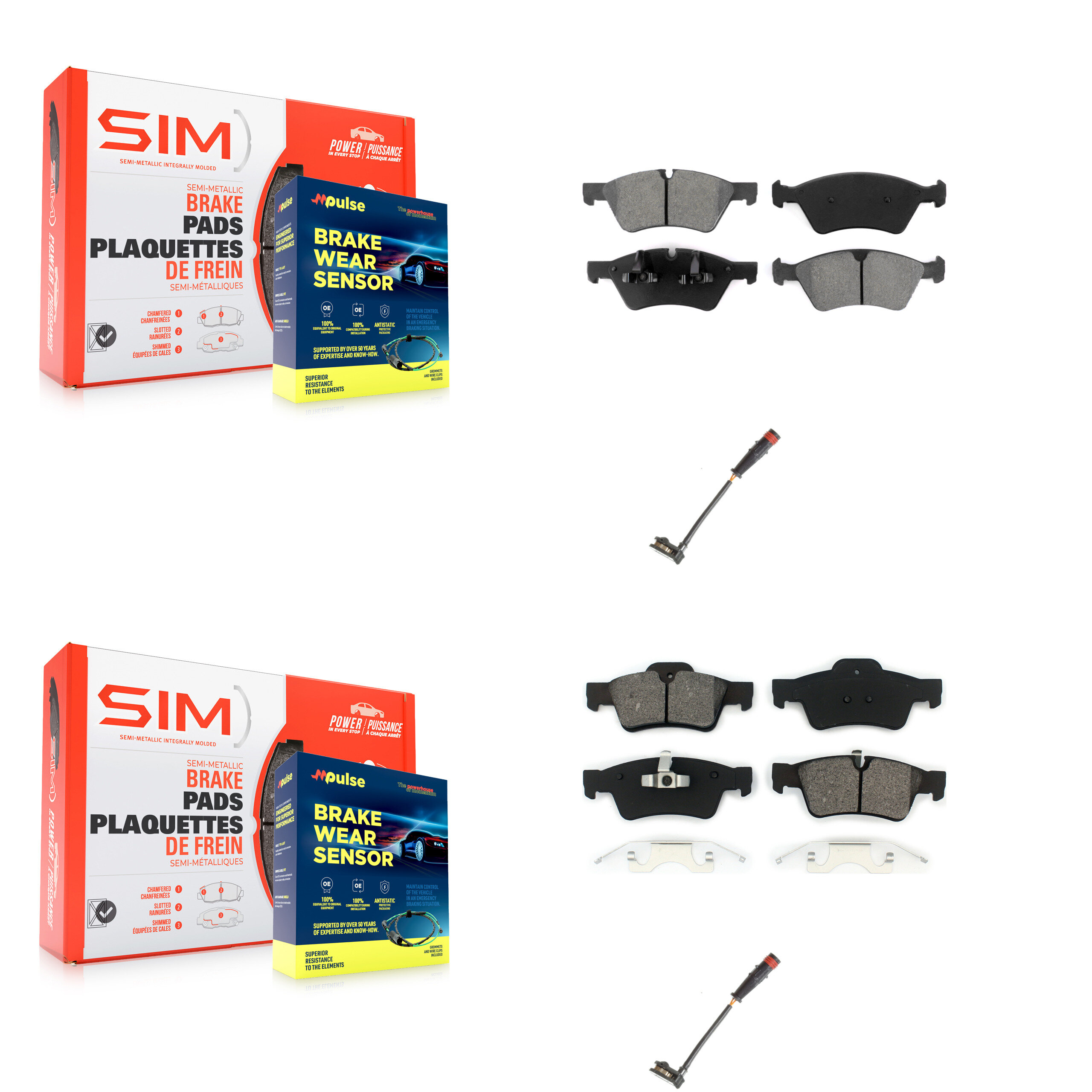 SIM - KSW-100026 - Front and Rear Disc Brake Pad Kits