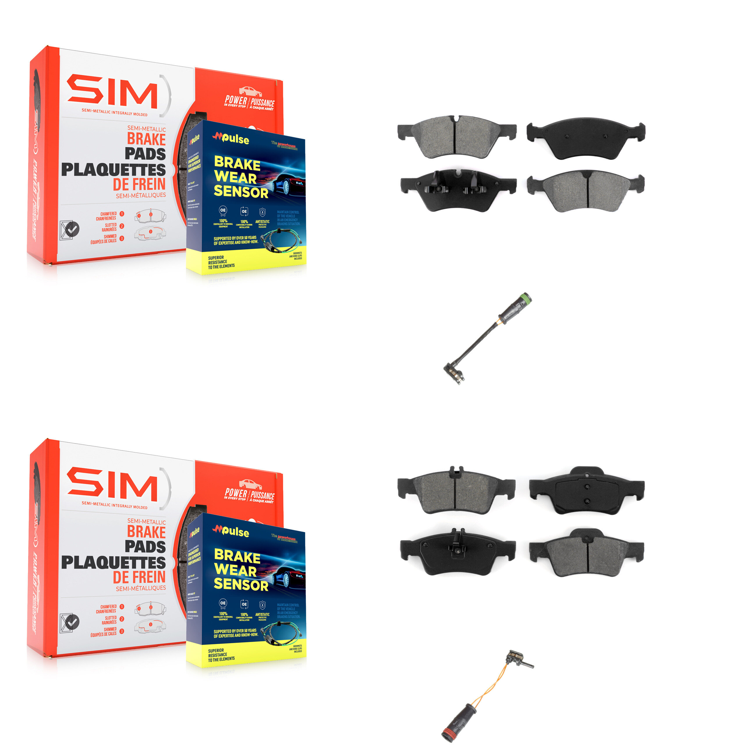 SIM KSW-100027 Disc Brake Pad for 2007-2009 Mercedes-Benz E550 - Front and Rear