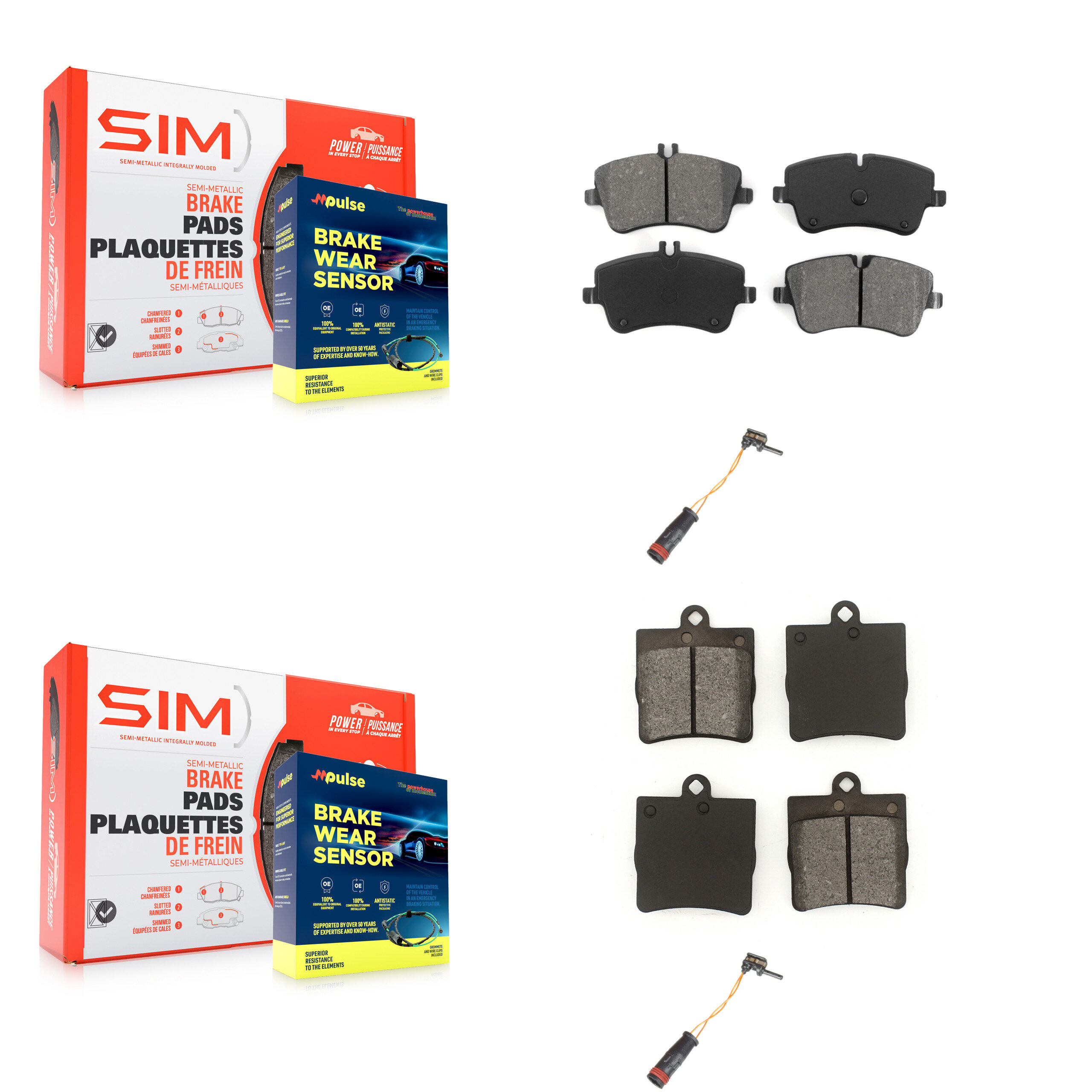 SIM - KSW-100030 - Front and Rear Disc Brake Pad Kits