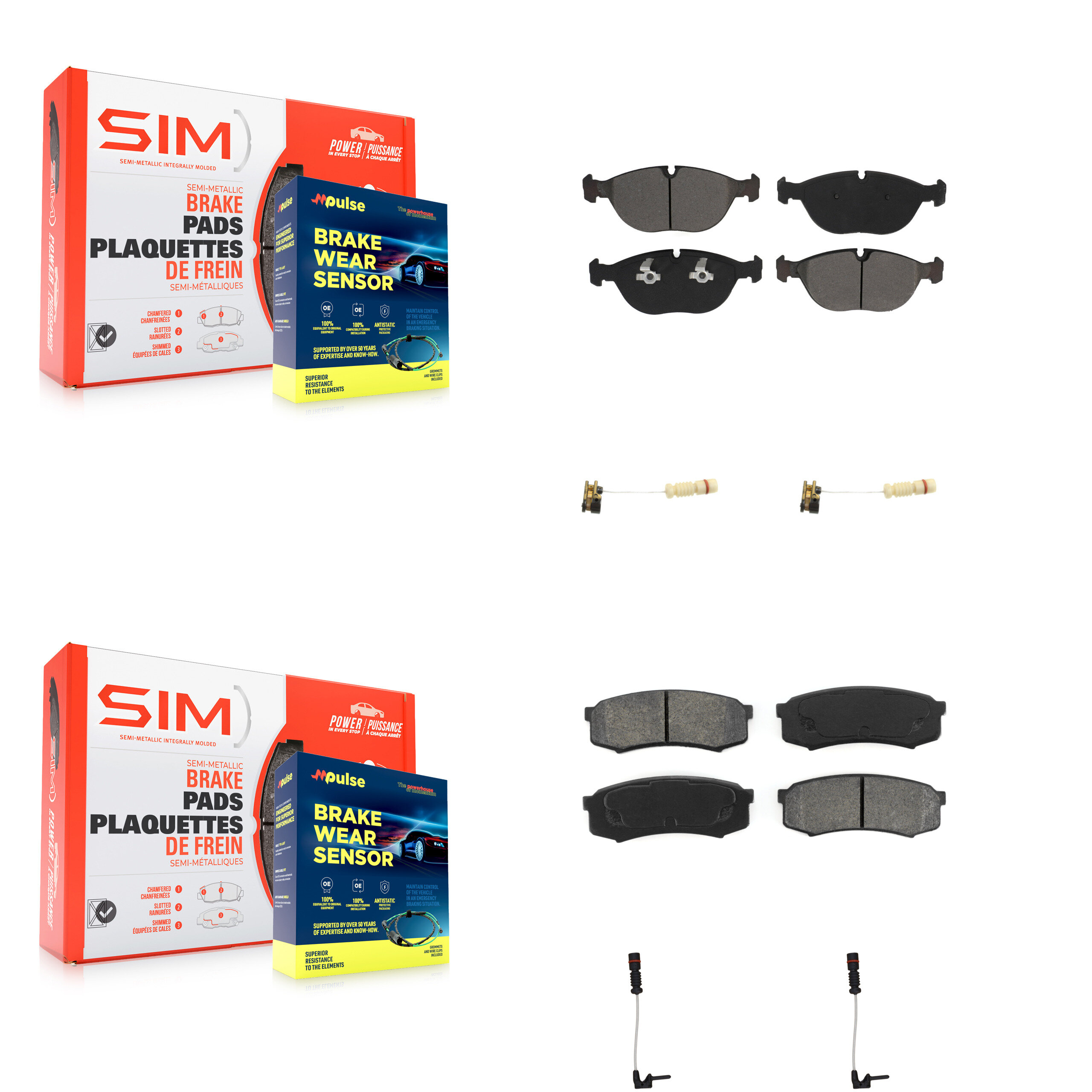 SIM - KSW-100146 - Front and Rear Disc Brake Pad Kits