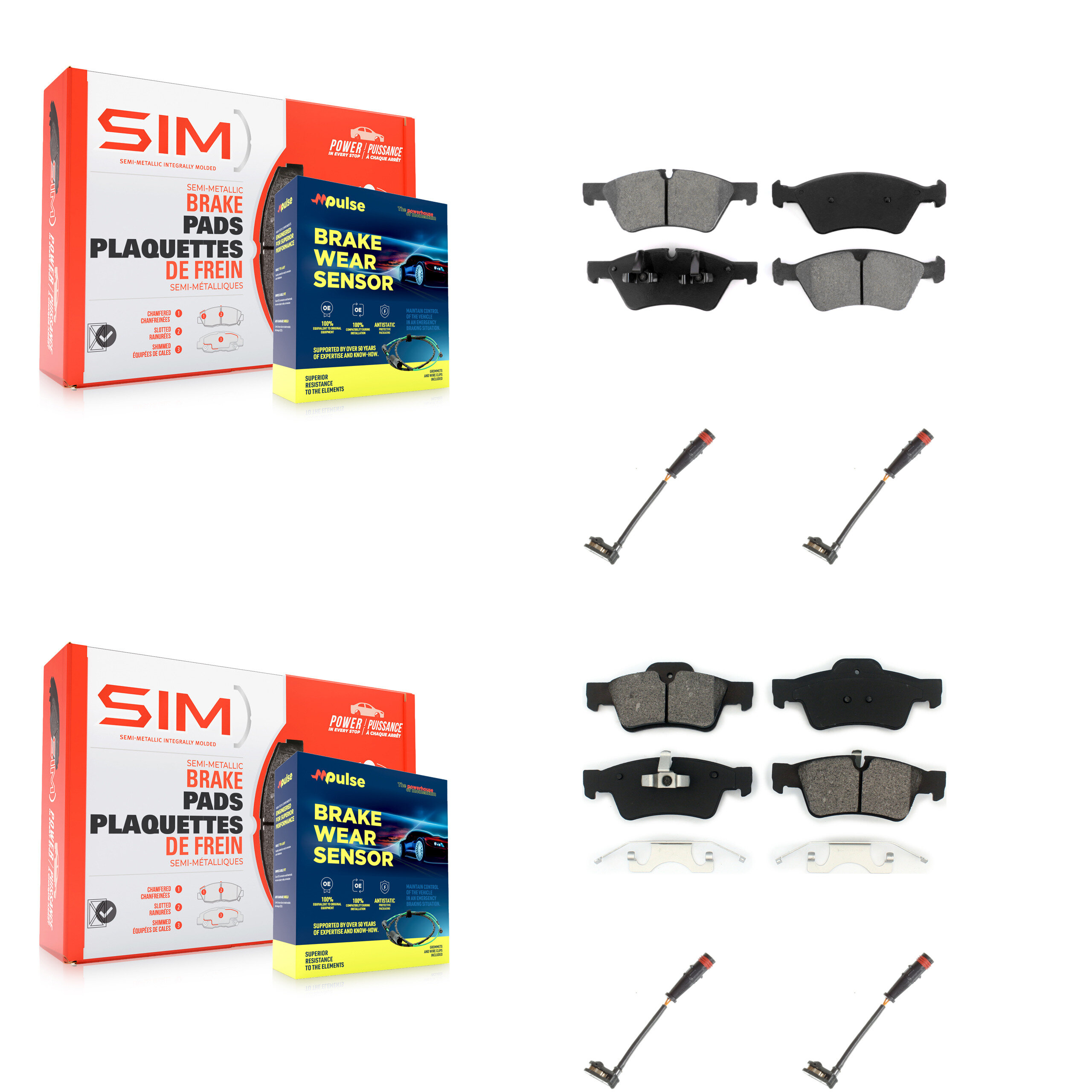 SIM - KSW-100155 - Front and Rear Disc Brake Pad Kits
