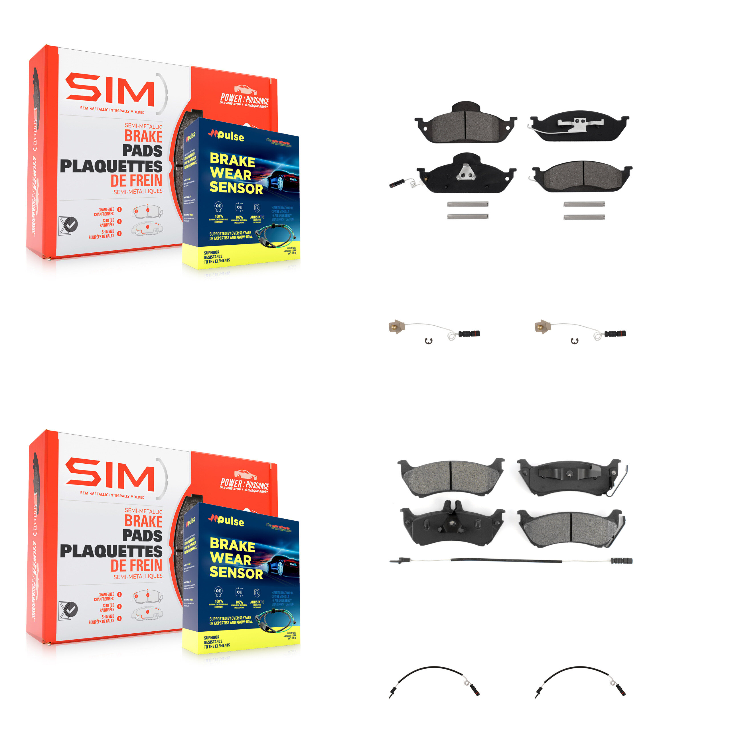 SIM - KSW-100196 - Front and Rear Disc Brake Pad Kits