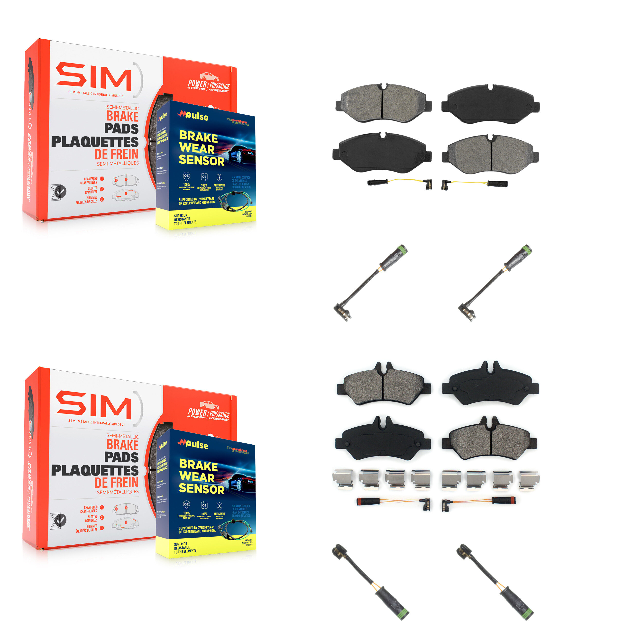 SIM KSW-100681 Disc Brake Pad for 2007-2009 Freightliner Sprinter 2500 - Front and Rear