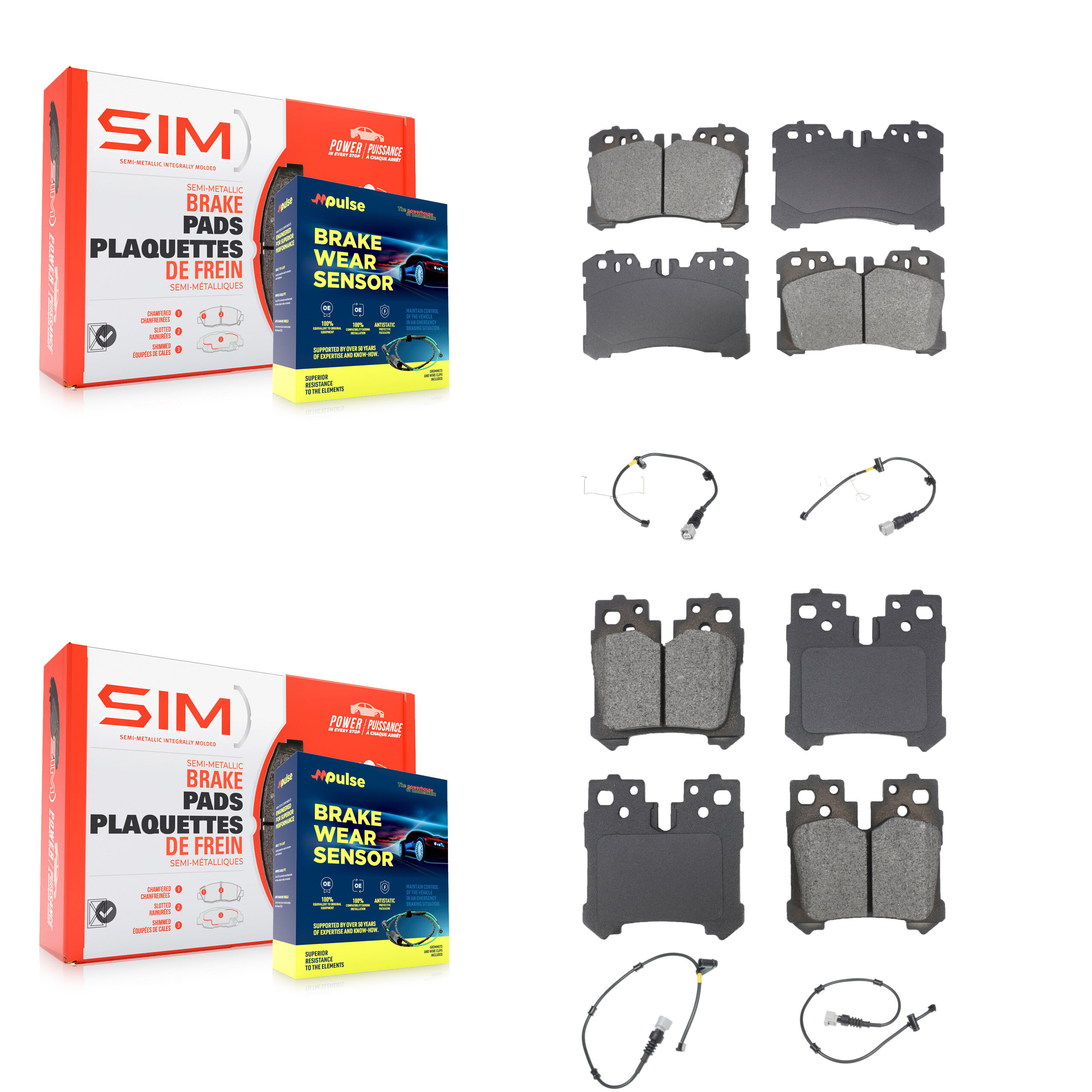 SIM - KSW-100709 - Front and Rear Disc Brake Pad Kits