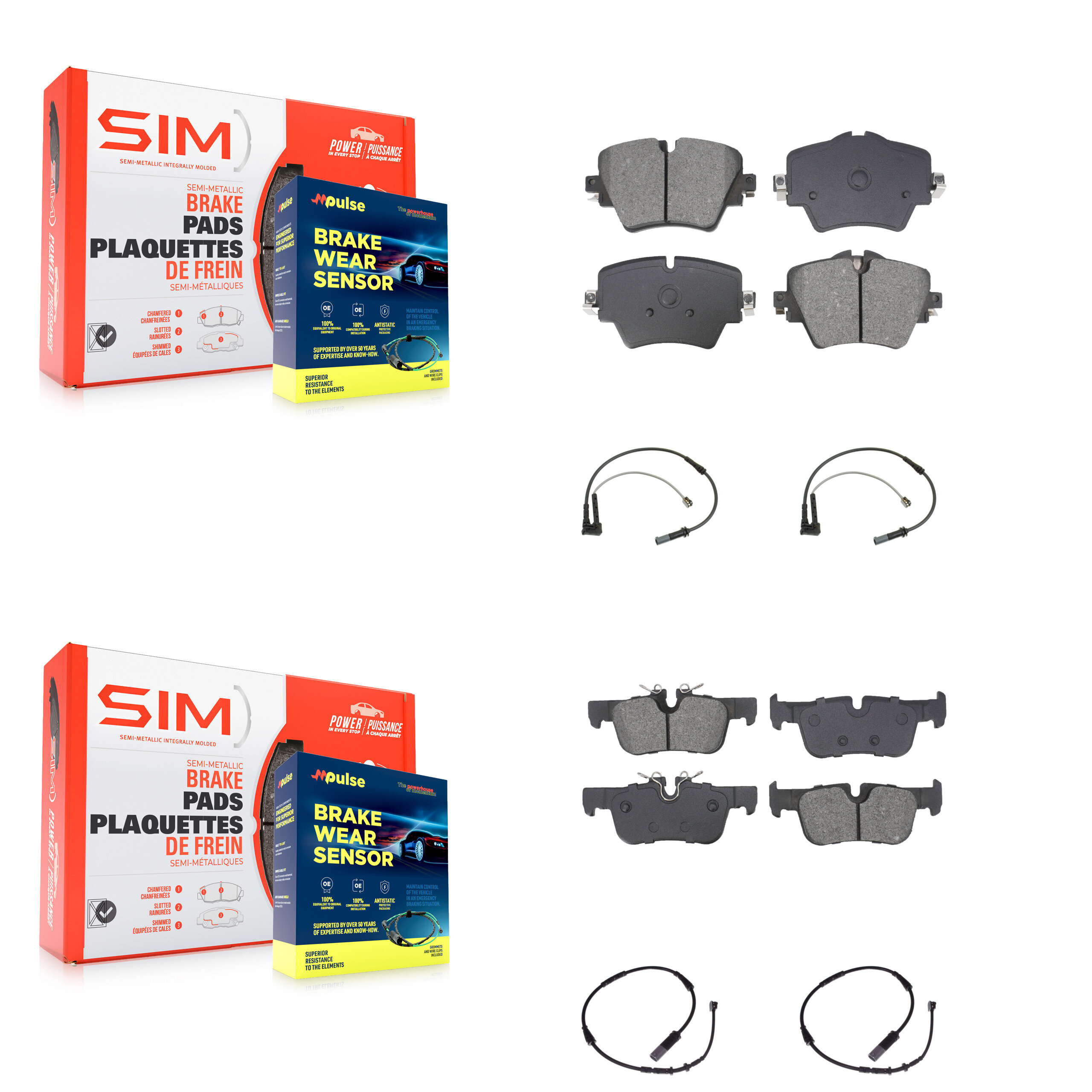 SIM - KSW-100717 - Front and Rear Disc Brake Pad Kits