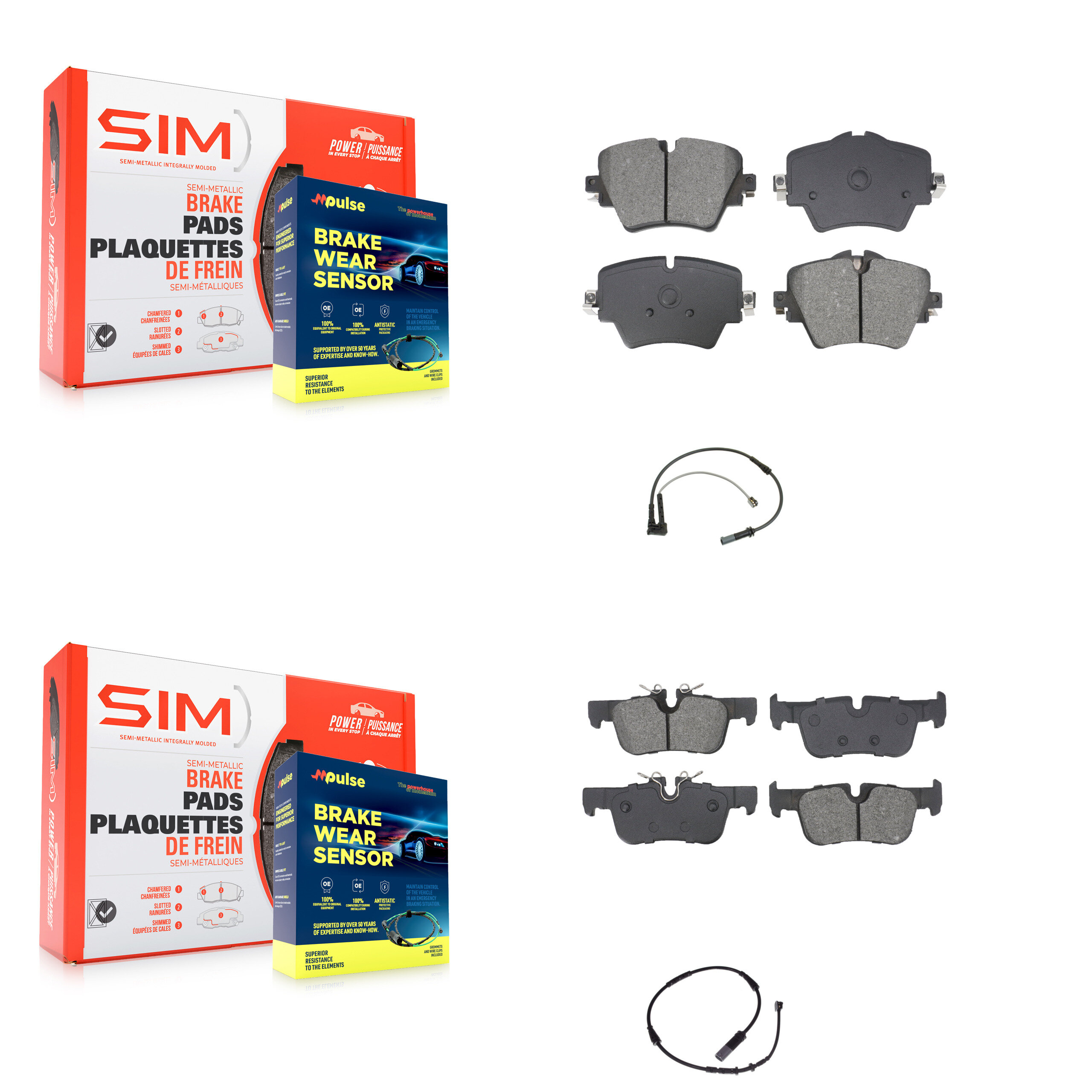 SIM - KSW-100740 - Front and Rear Disc Brake Pad Kits