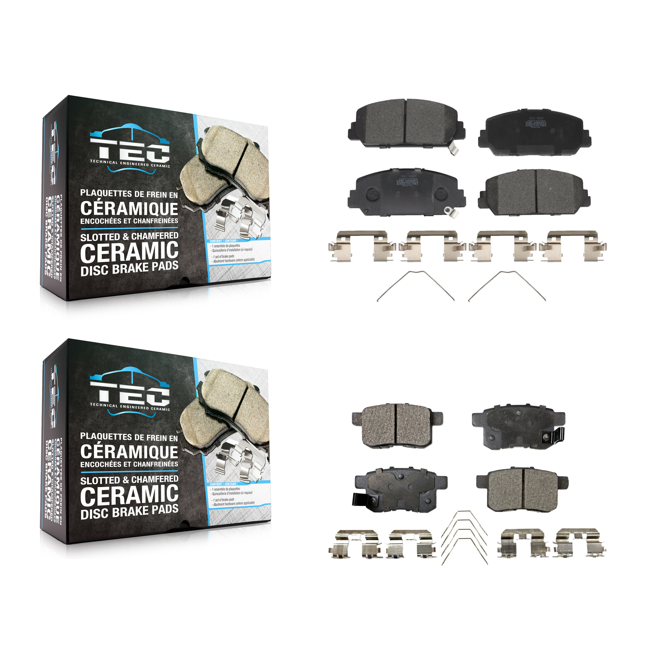 TEC Front Rear Ceramic Brake Pads Kit KTC-100284