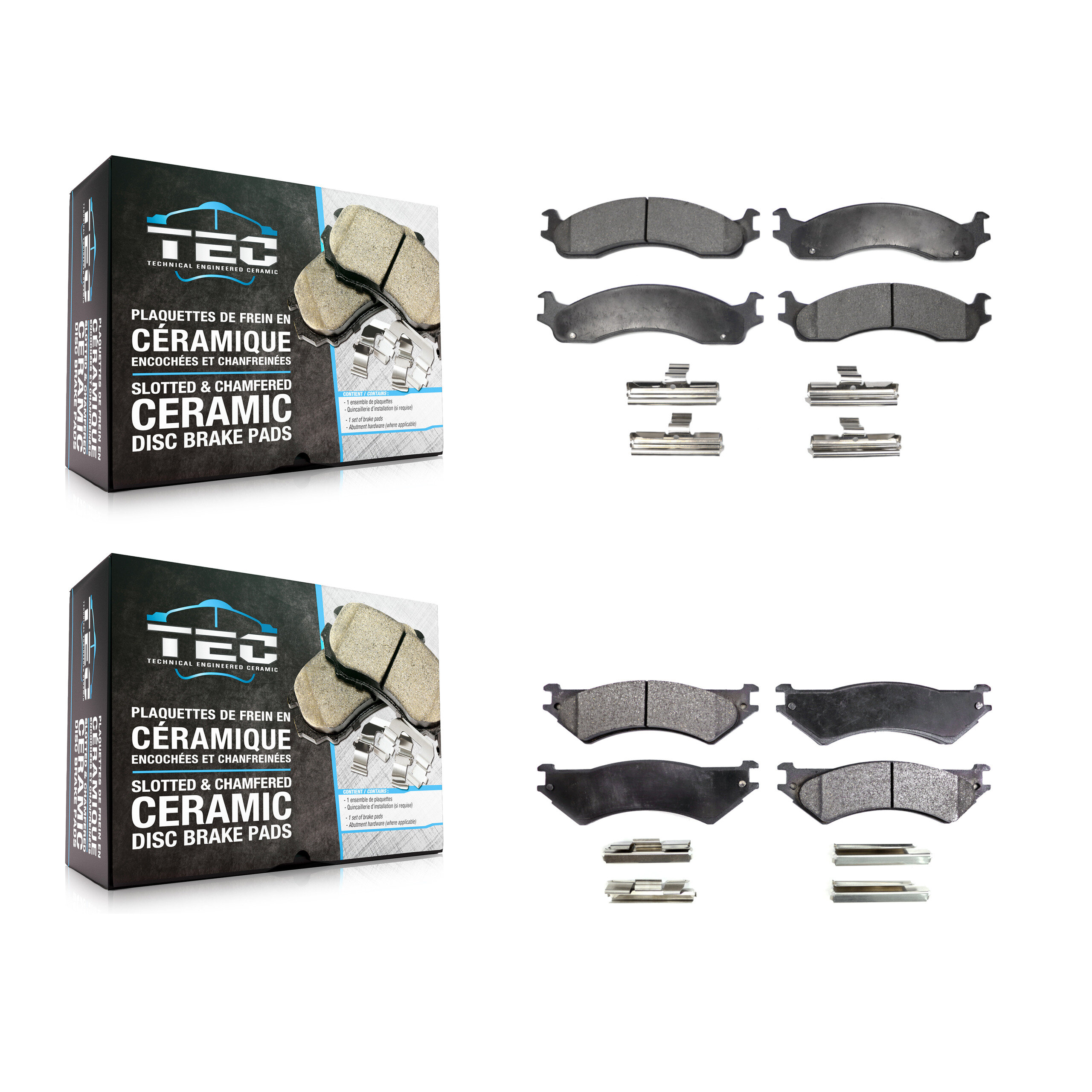 TEC KTC-100358 Disc Brake Pad for 1998-2007 Ford E-350 Econoline, Ford E-250 and More - Front and Rear