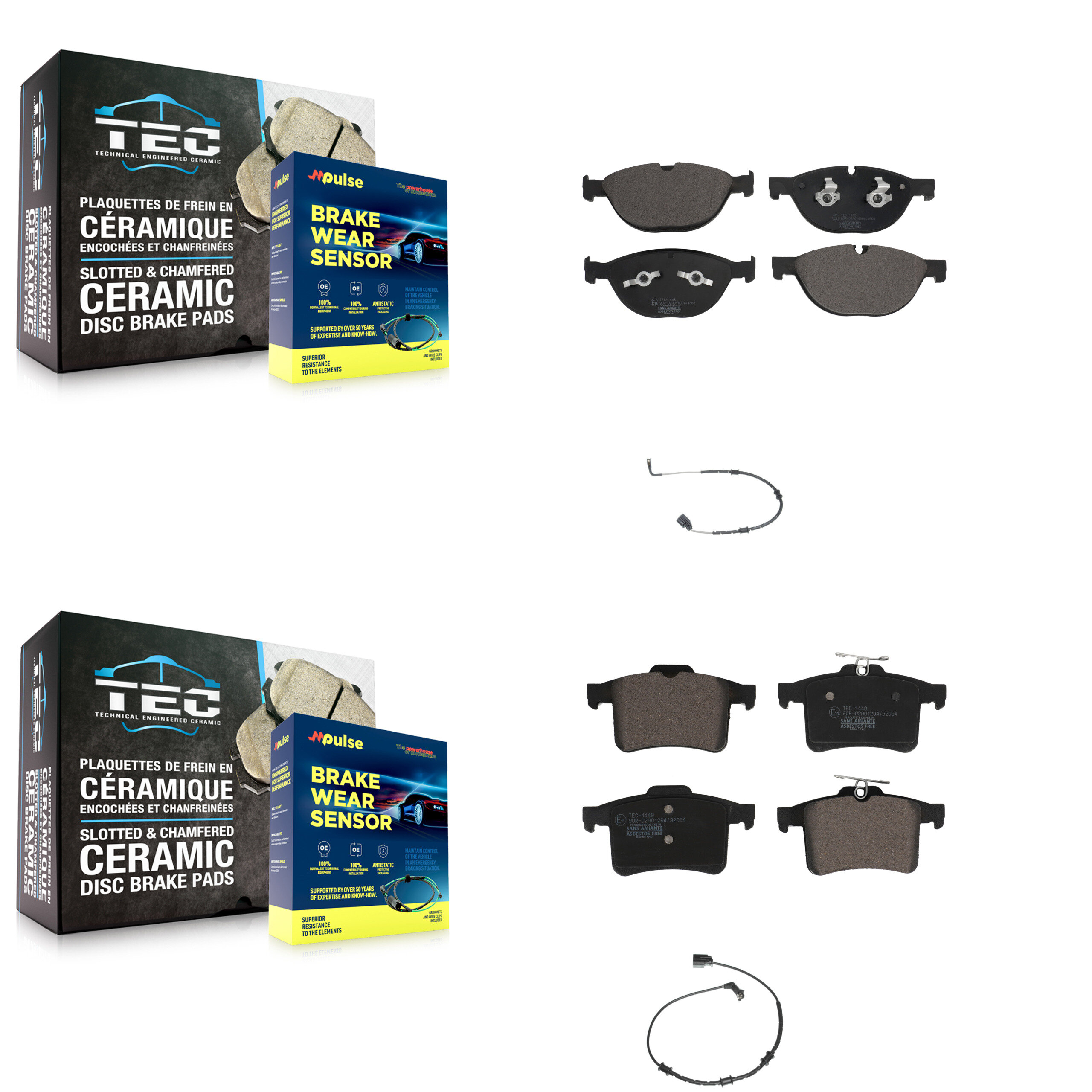 TEC - KTW-100364 - Front and Rear Disc Brake Pad Kits