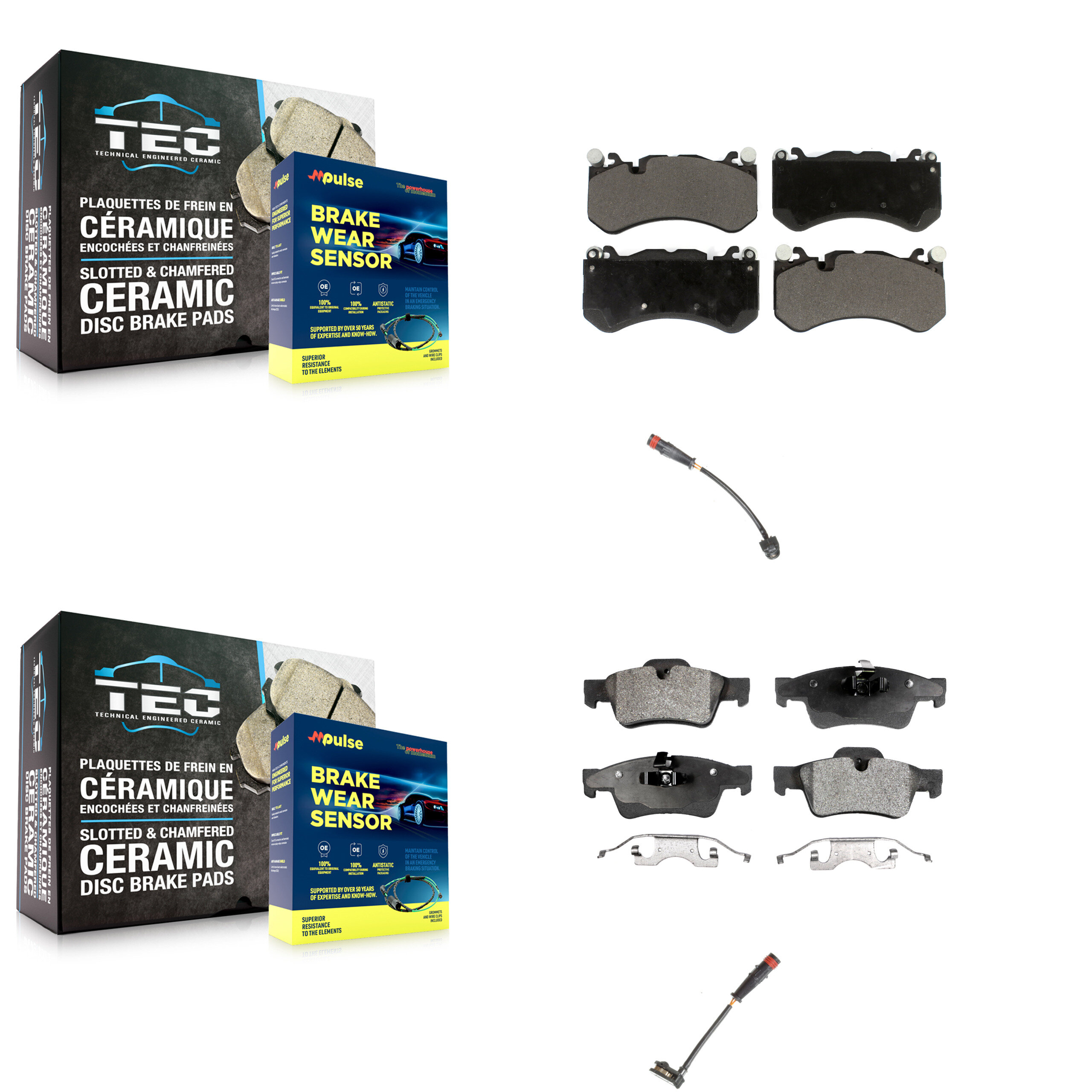 TEC - KTW-100434 - Front and Rear Disc Brake Pad Kits