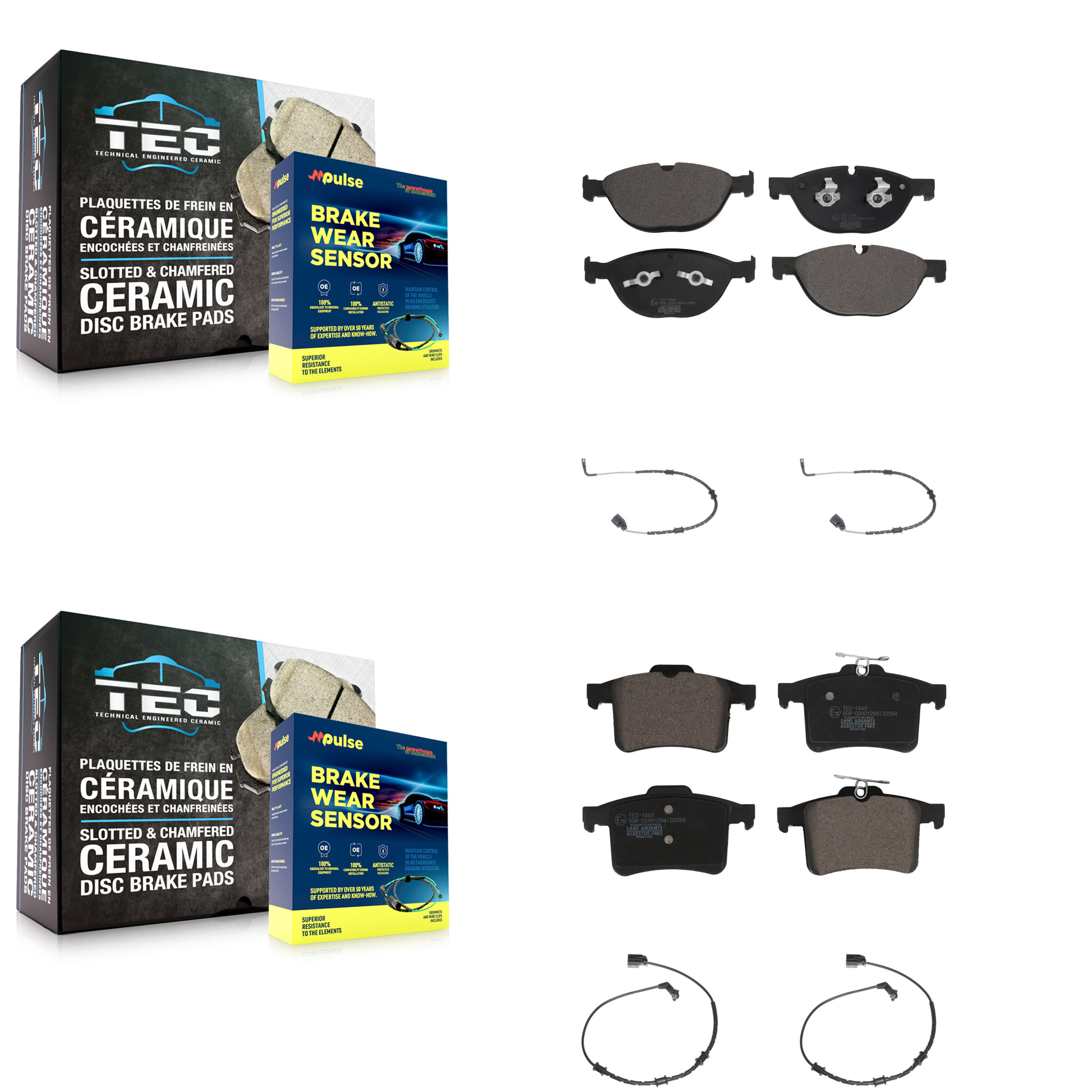 TEC - KTW-100494 - Front and Rear Disc Brake Pad Kits