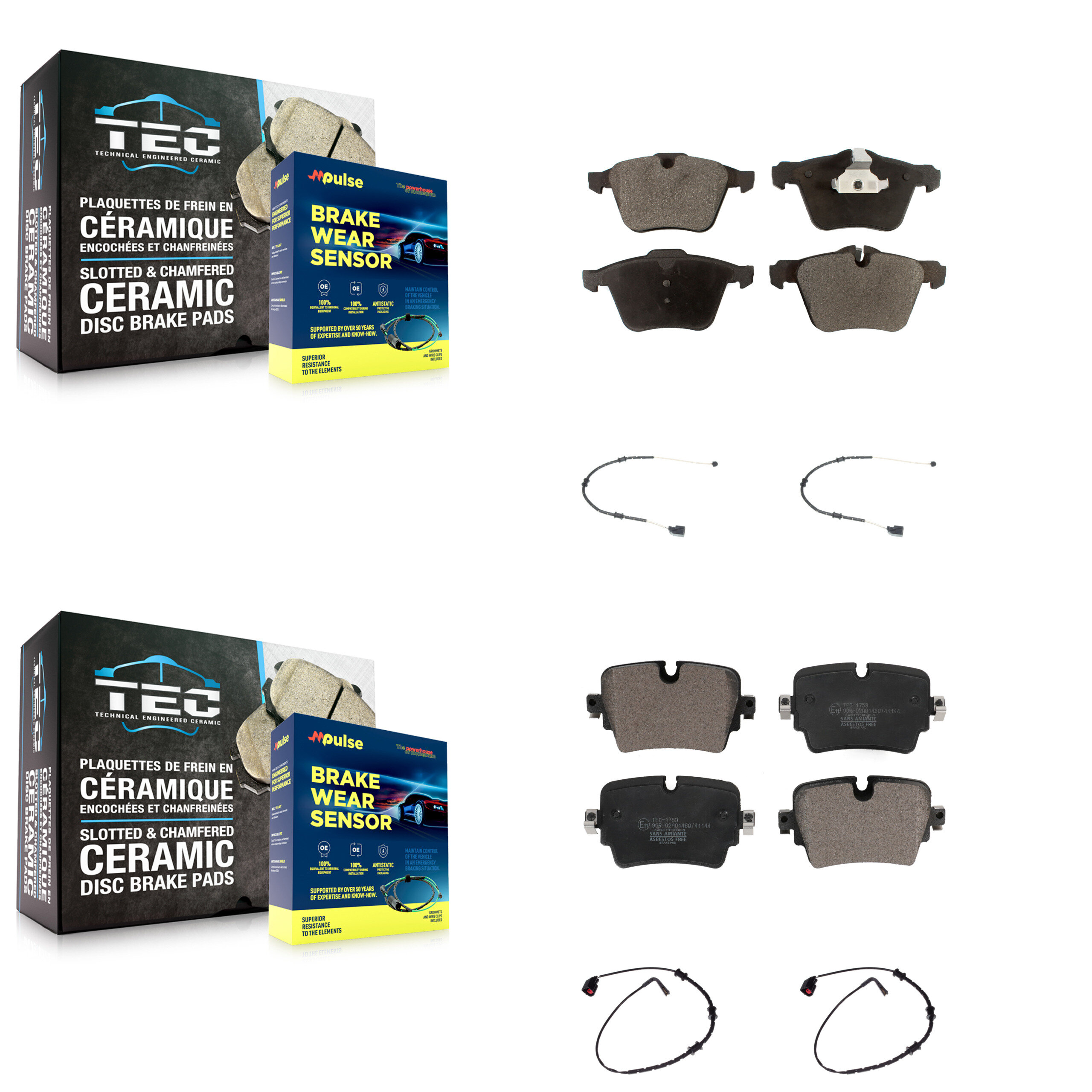 TEC - KTW-100502 - Front and Rear Disc Brake Pad Kits