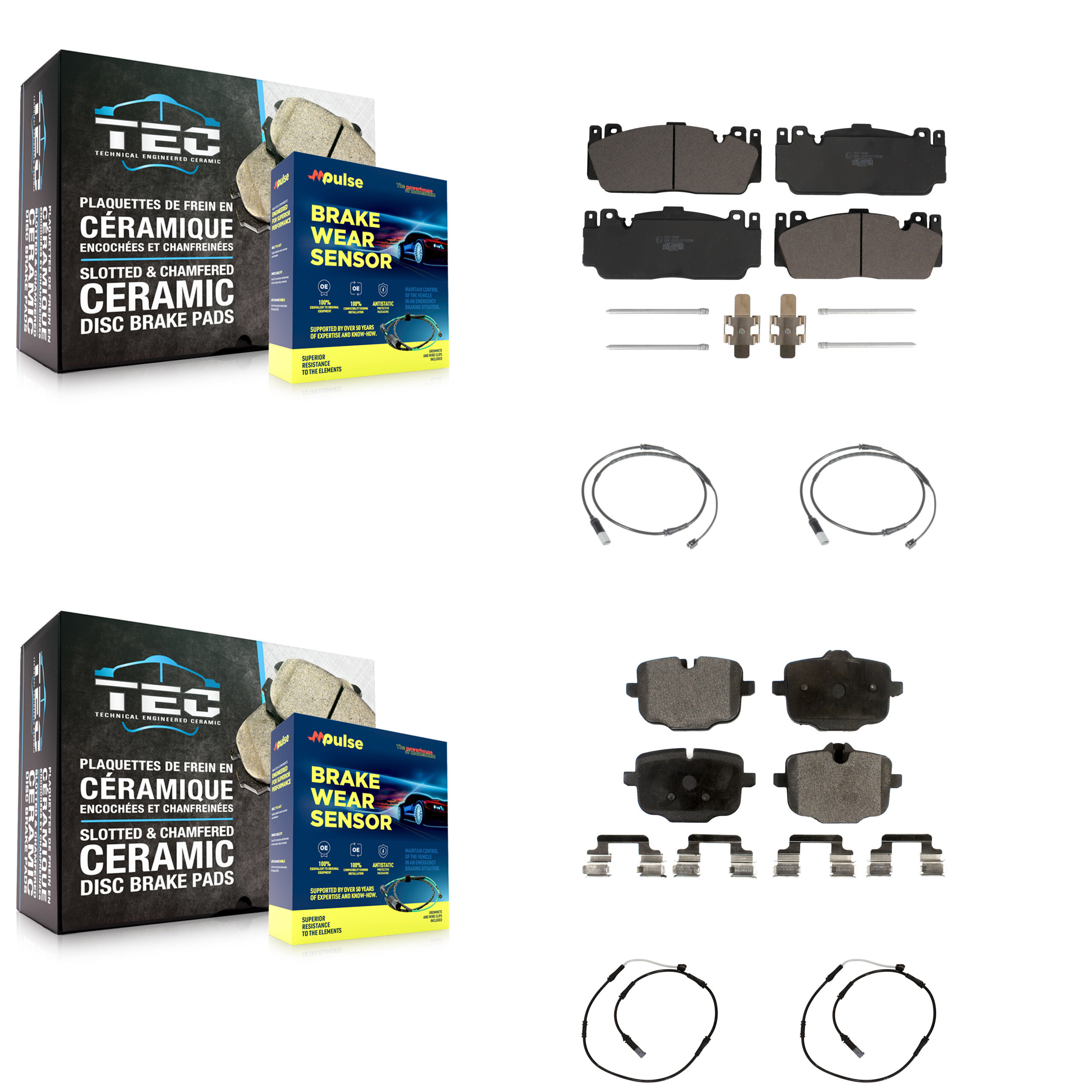TEC - KTW-100640 - Front and Rear Disc Brake Pad Kits
