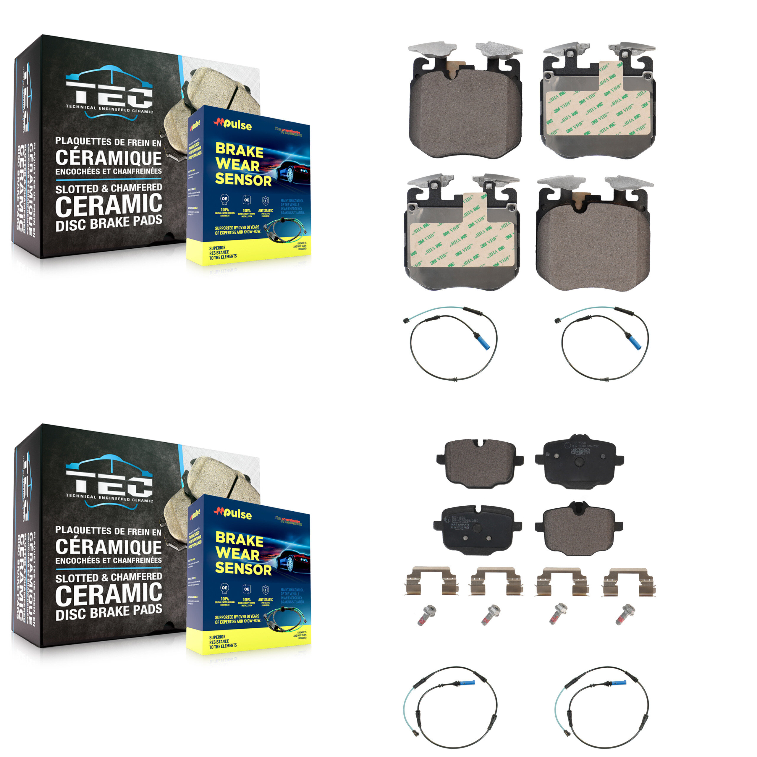 TEC - KTW-100707 - Front and Rear Disc Brake Pad Kits
