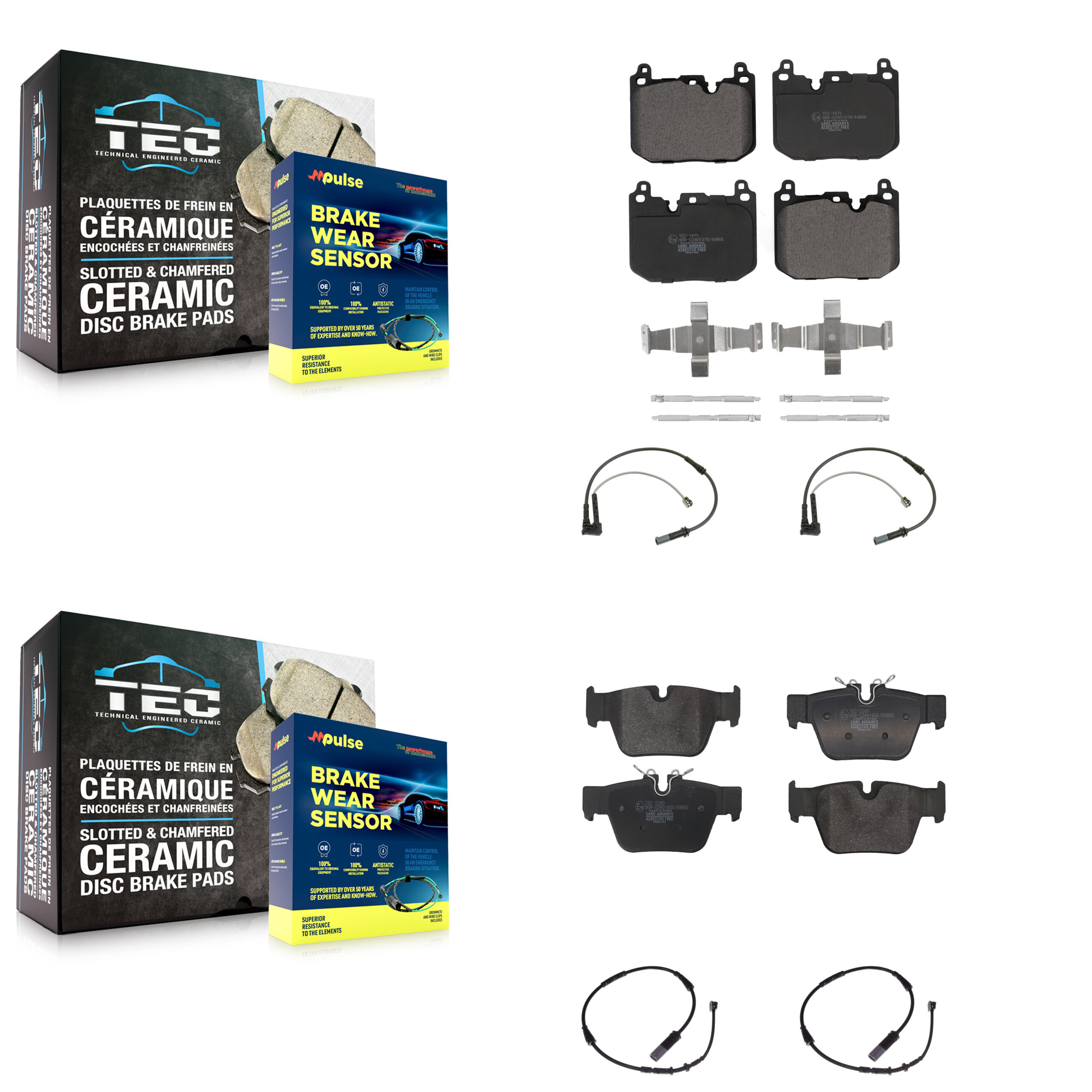 TEC - KTW-101618 - Front and Rear Disc Brake Pad Kits