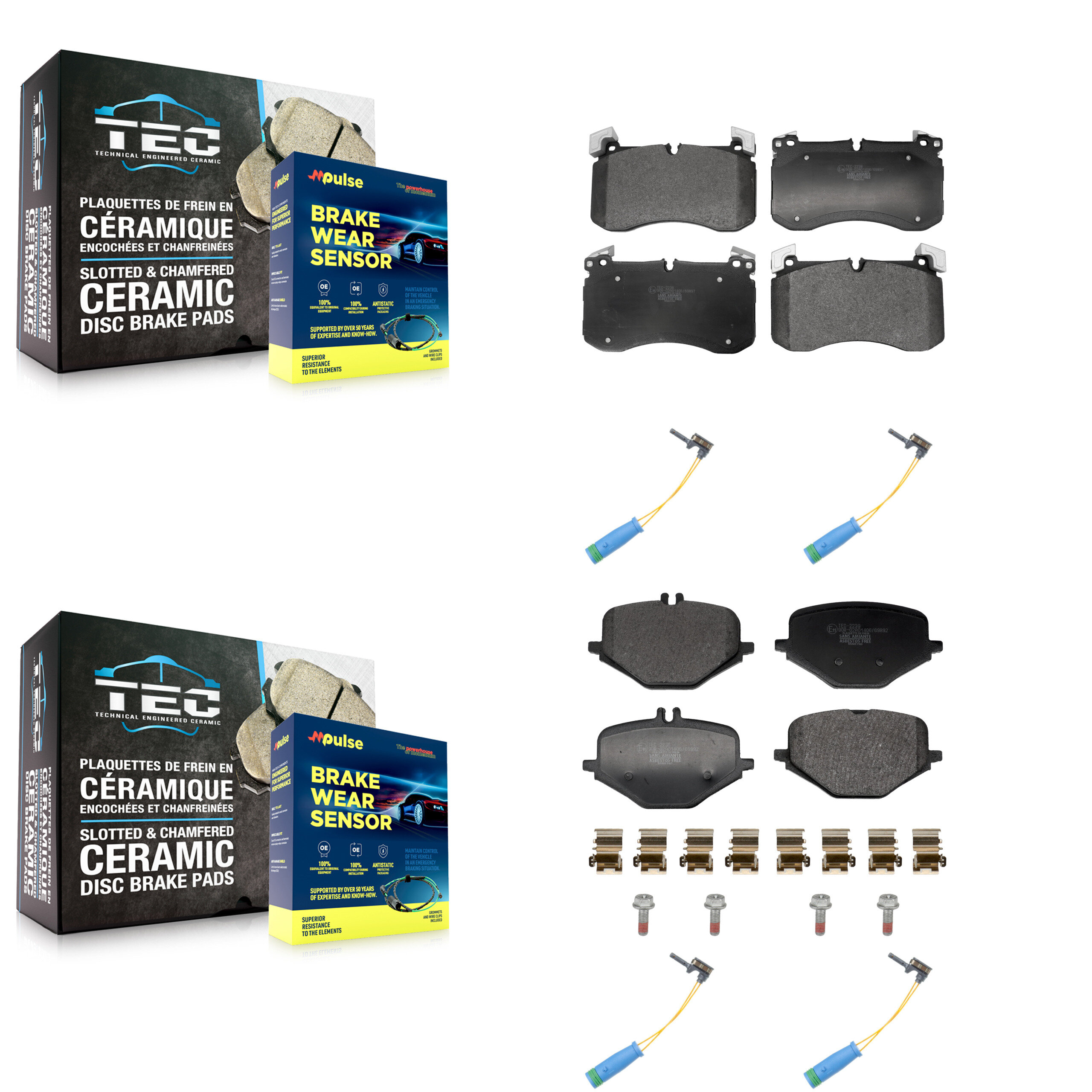 TEC - KTW-101640 - Front and Rear Disc Brake Pad Kits
