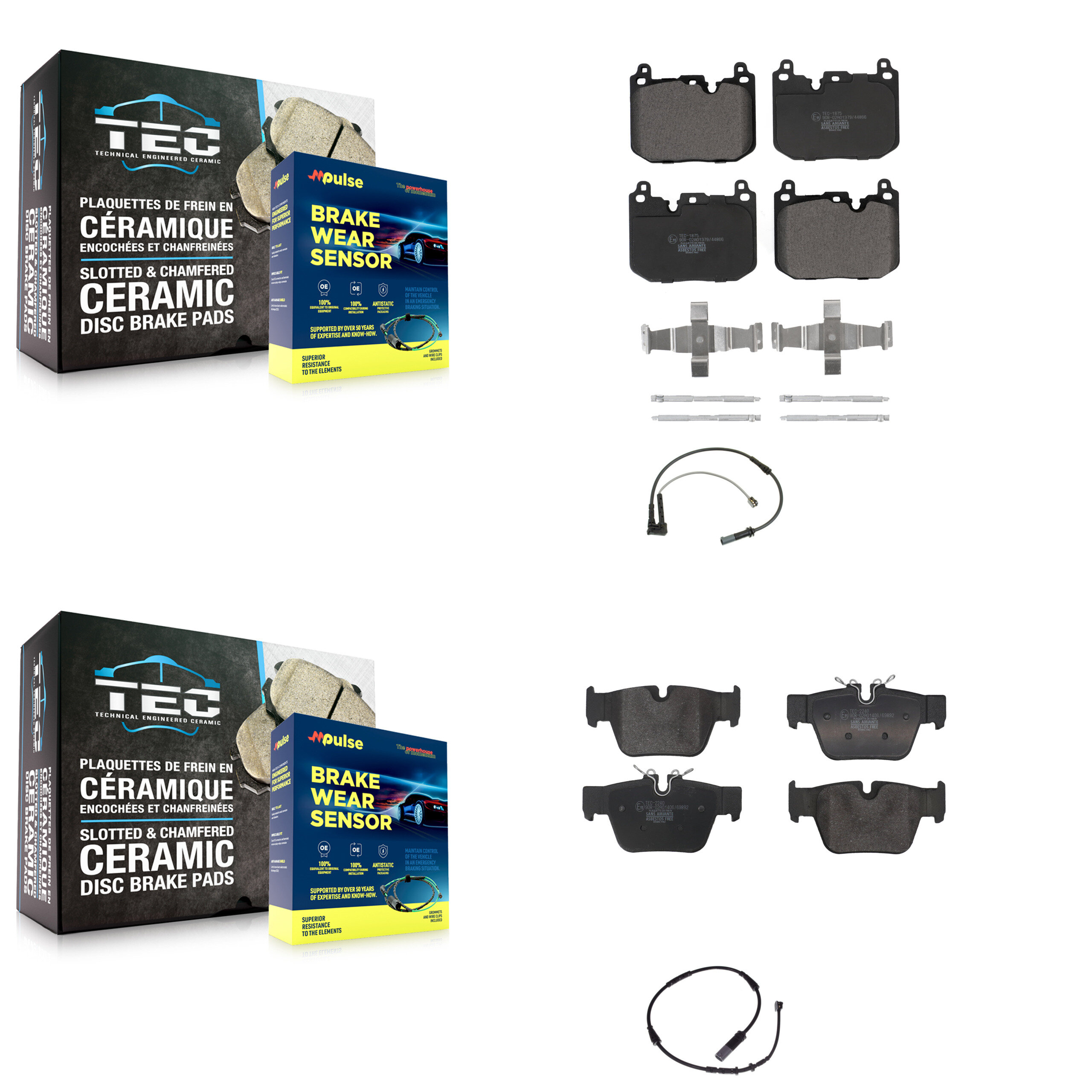 TEC - KTW-101643 - Front and Rear Disc Brake Pad Kits