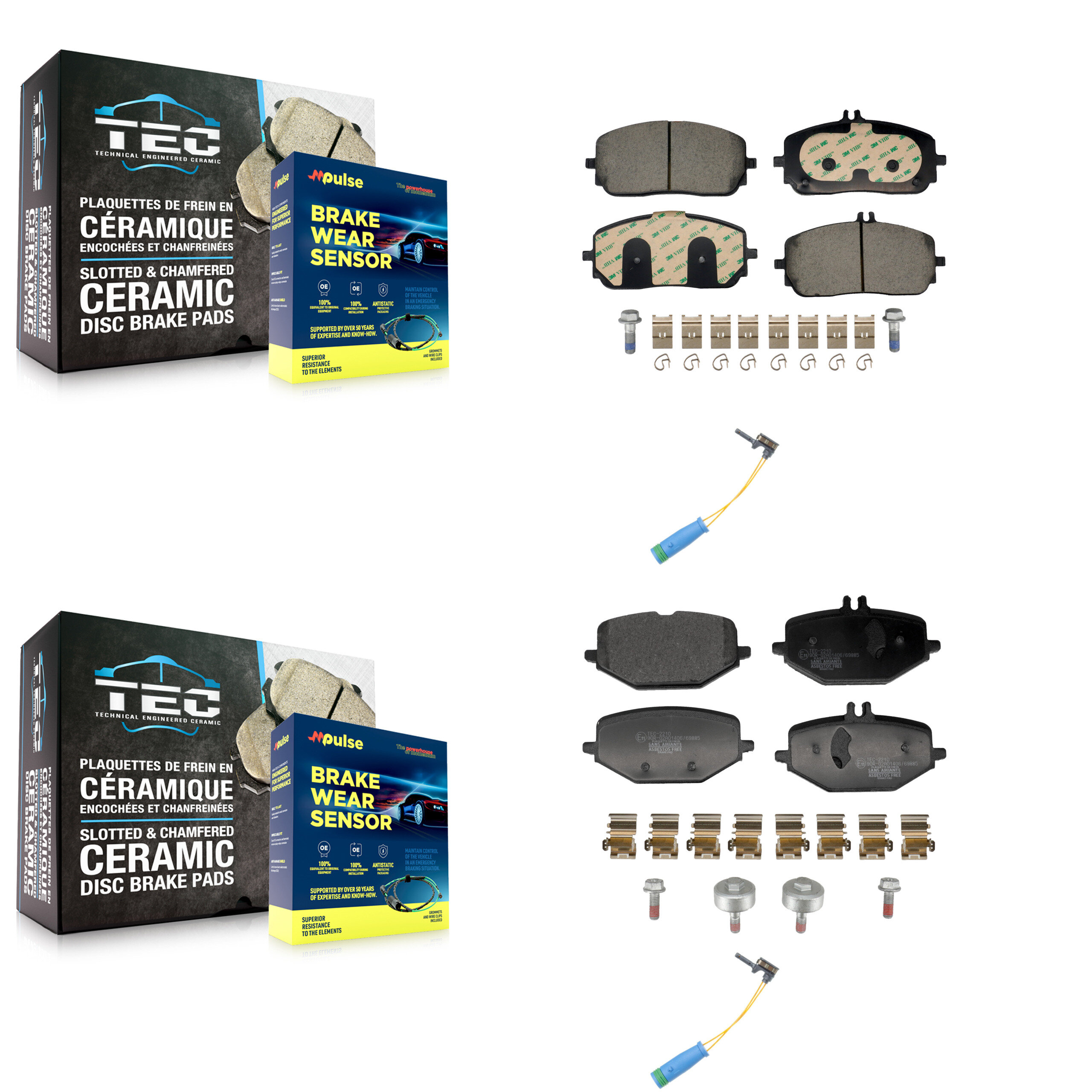 TEC - KTW-101659 - Front and Rear Disc Brake Pad Kits